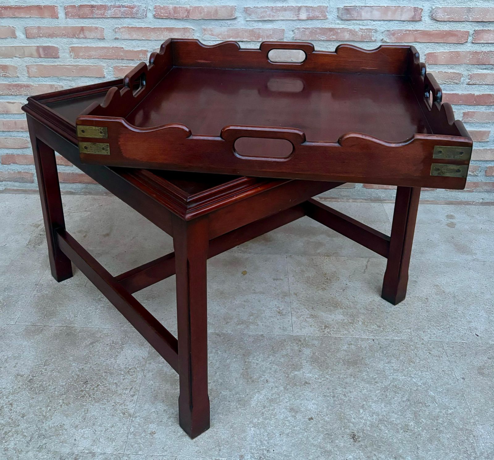 Tables basses en bois du début du XXe siècle avec petit plateau amovible, 1924, lot de 2 photo 985.0