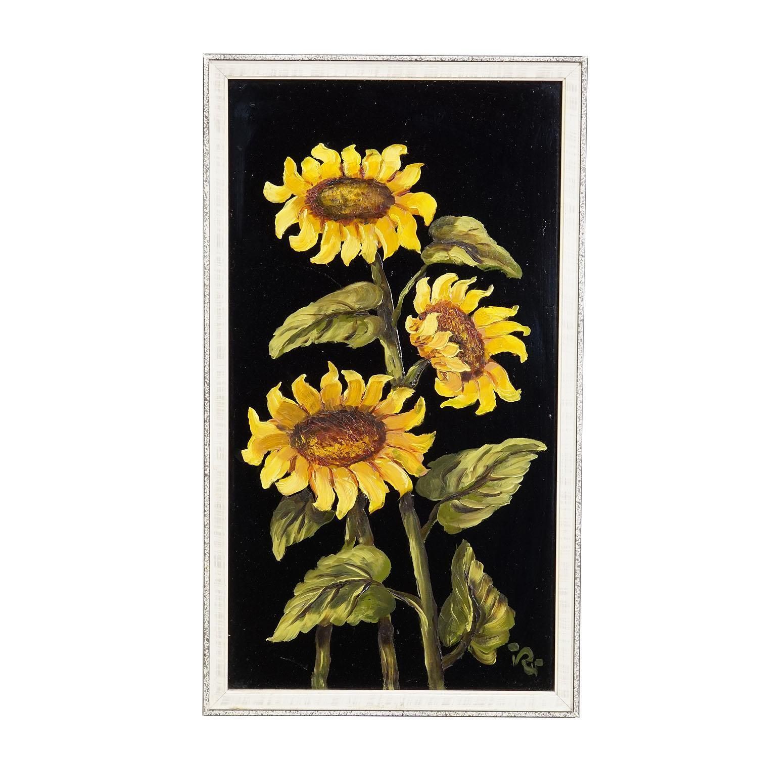 A Set Of Five Vintage Flower Still Live Paintings photo furniture
