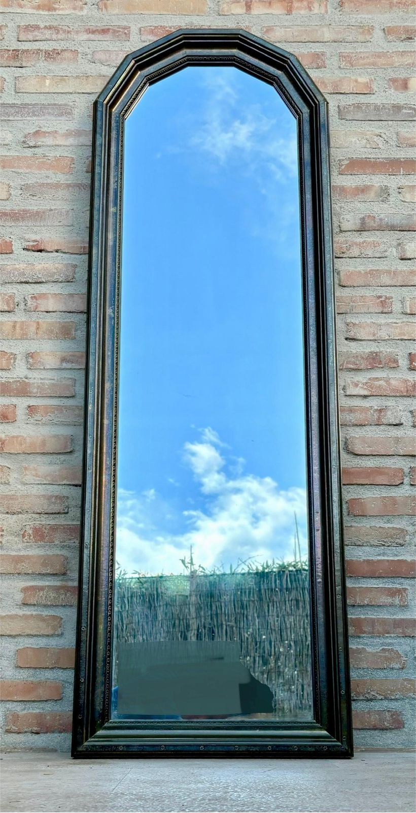 Large Early 20th Century French Mirror In Brass, 1940s photo for sale
