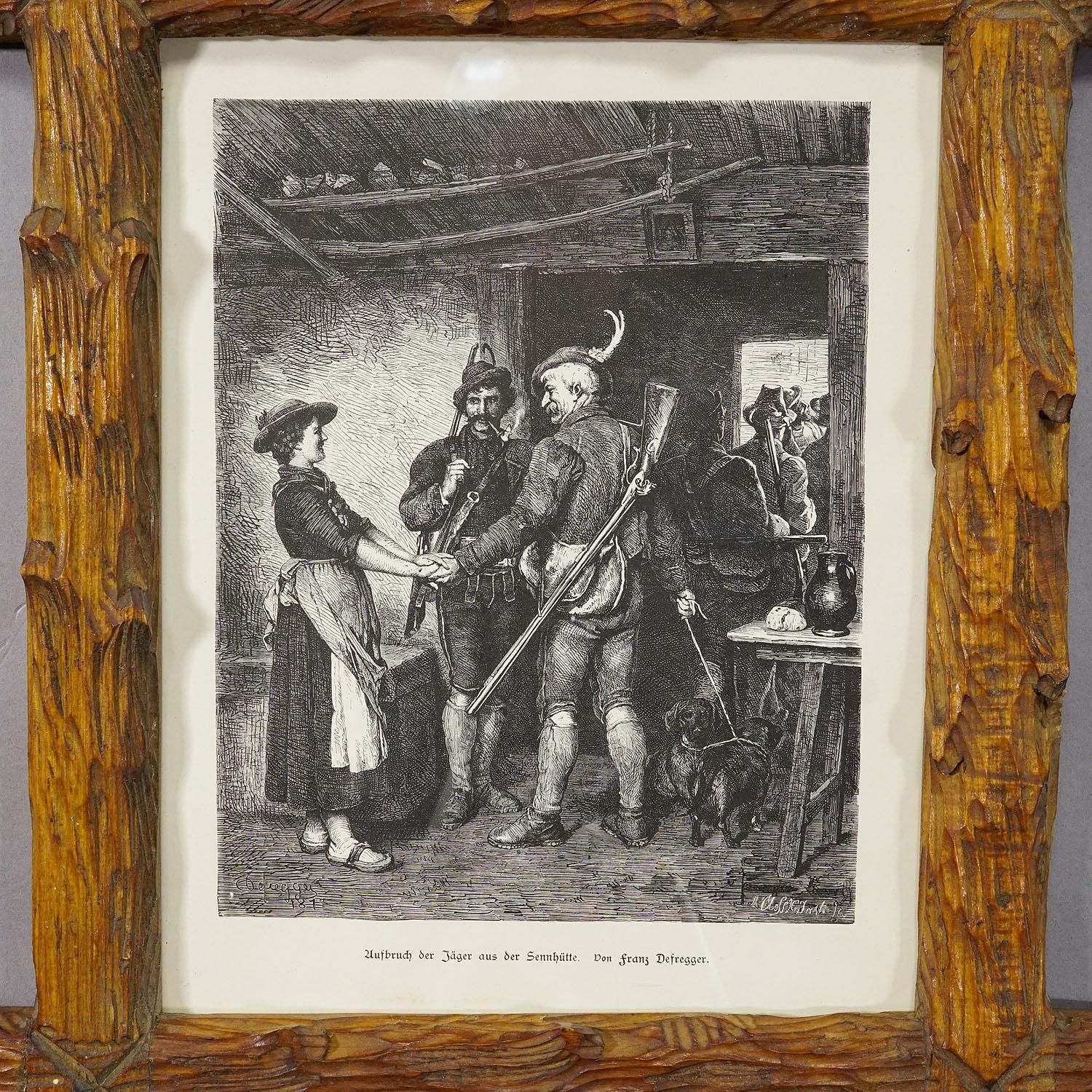 Antique Copper Engraving Print With Bavarian Scene Ca. 1900 photo furniture