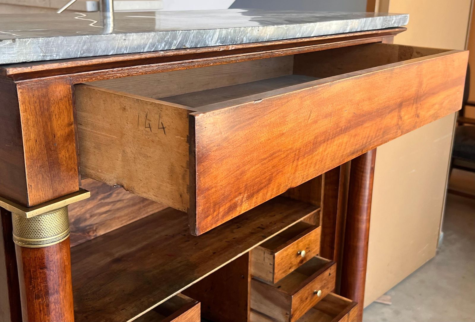 photo for sale 19th Century Empire Drop Front Oak Secretary Desk Or Abattant, Chest France