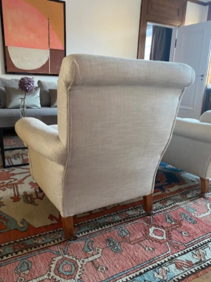 Edwardian Armchairs, A Pair, Reupholstered And Bought From Hilary Batstone. photo Furniture