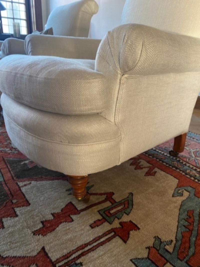 Edwardian Armchairs, A Pair, Reupholstered And Bought From Hilary Batstone. photo 5241.0