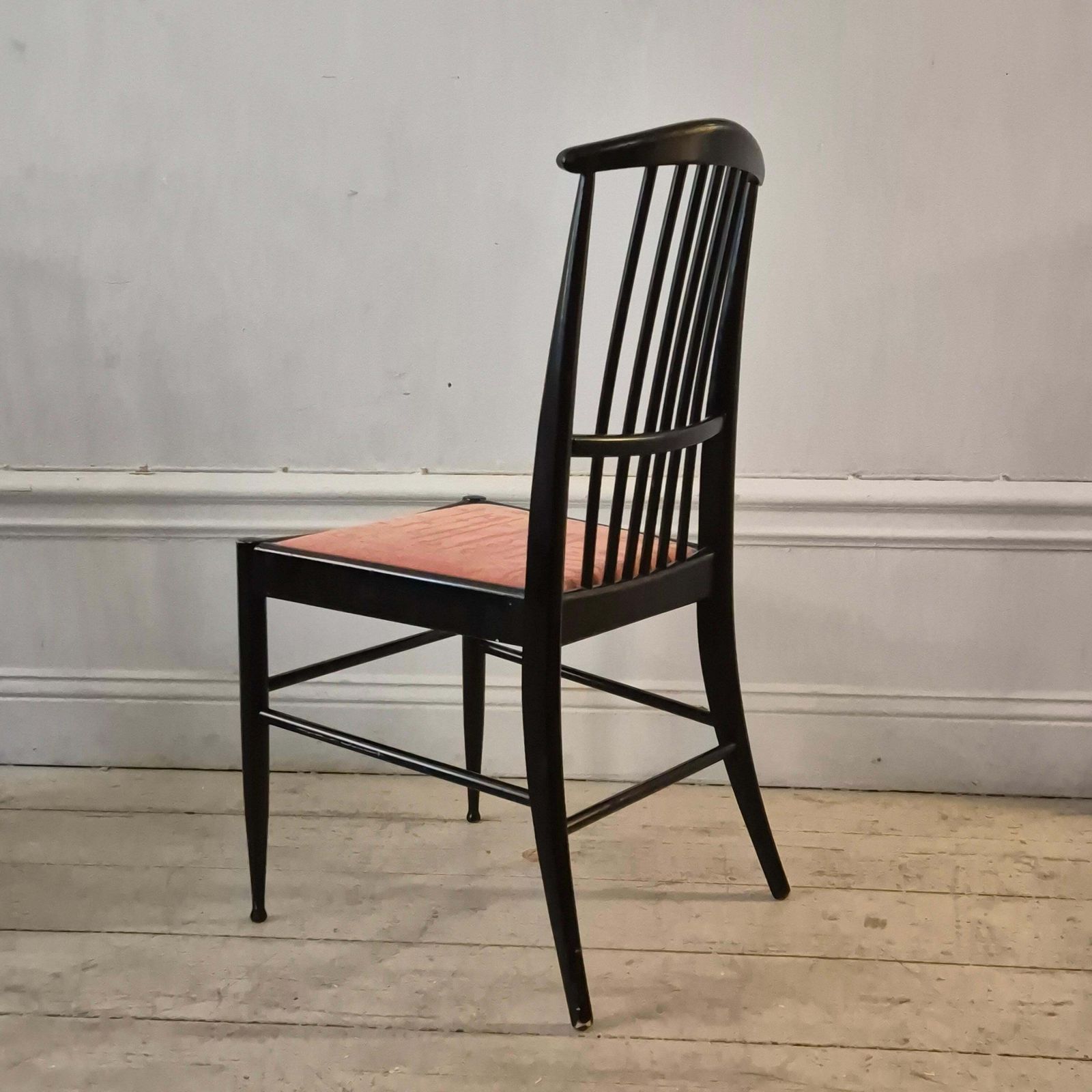 Scandinavian Modern, A Set Of Six Chairs, Model Charlotte, Black Lacqured Wood photo vinterior