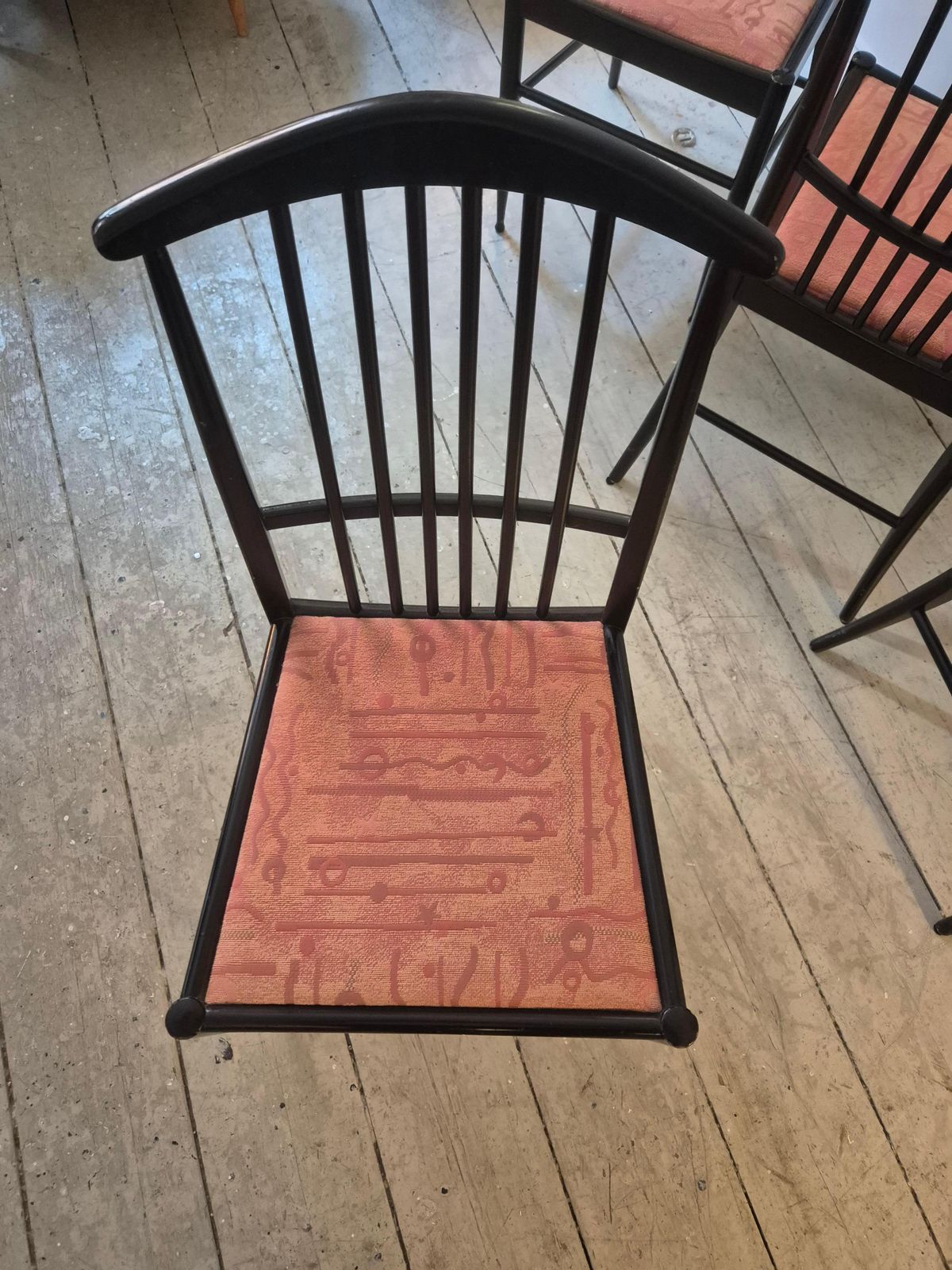 photo vinterior Scandinavian Modern, A Set Of Six Chairs, Model Charlotte, Black Lacqured Wood