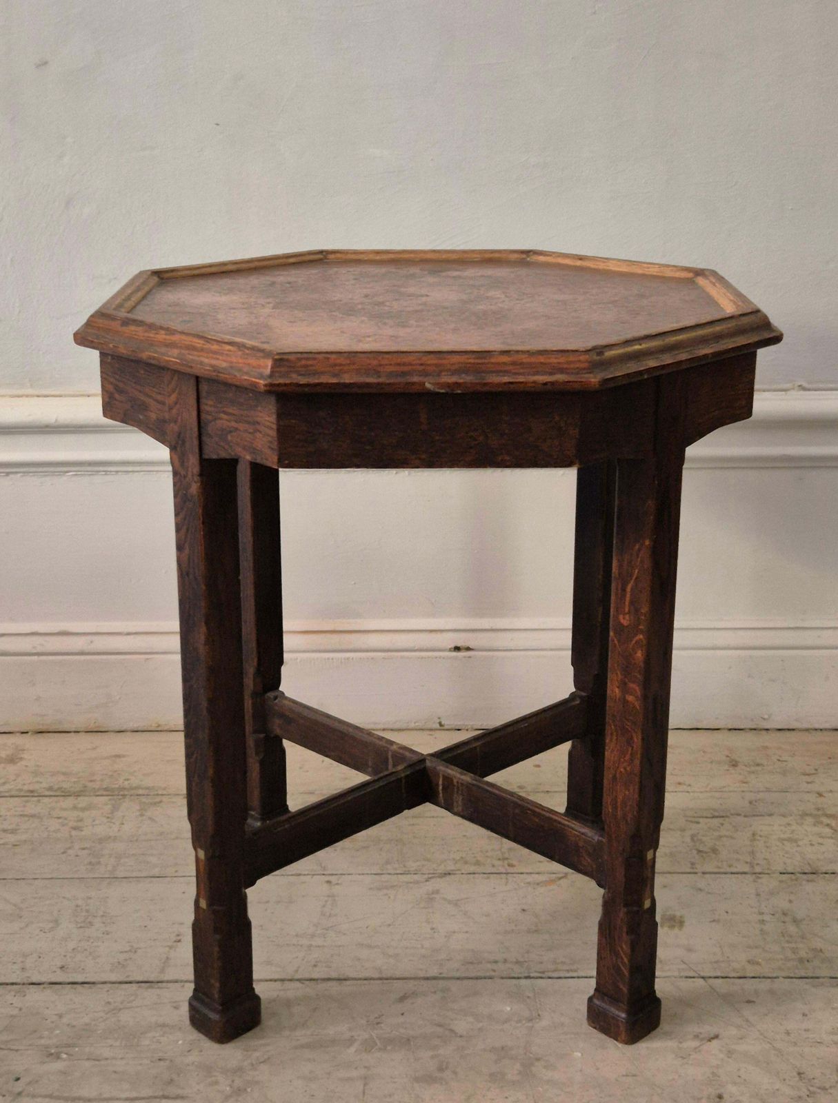 Swedish Smoking Table, Oak With Copper Top, 1913 By Nordiska Kompaniet photo furniture