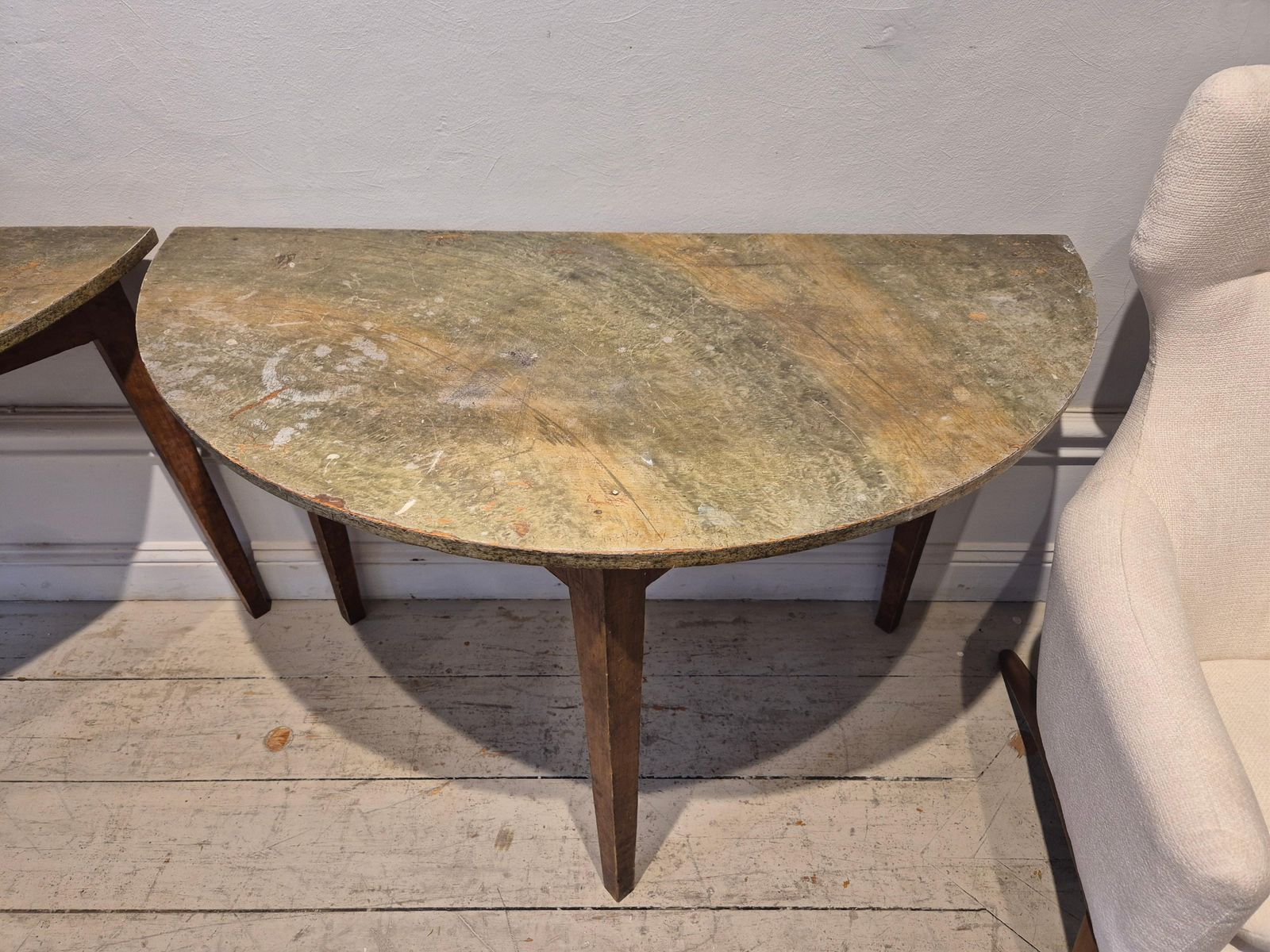 Half Moon Tables, Marbled Table Tops, Allmoge /Swedish Provincial Style, 1860s. photo 4257.0