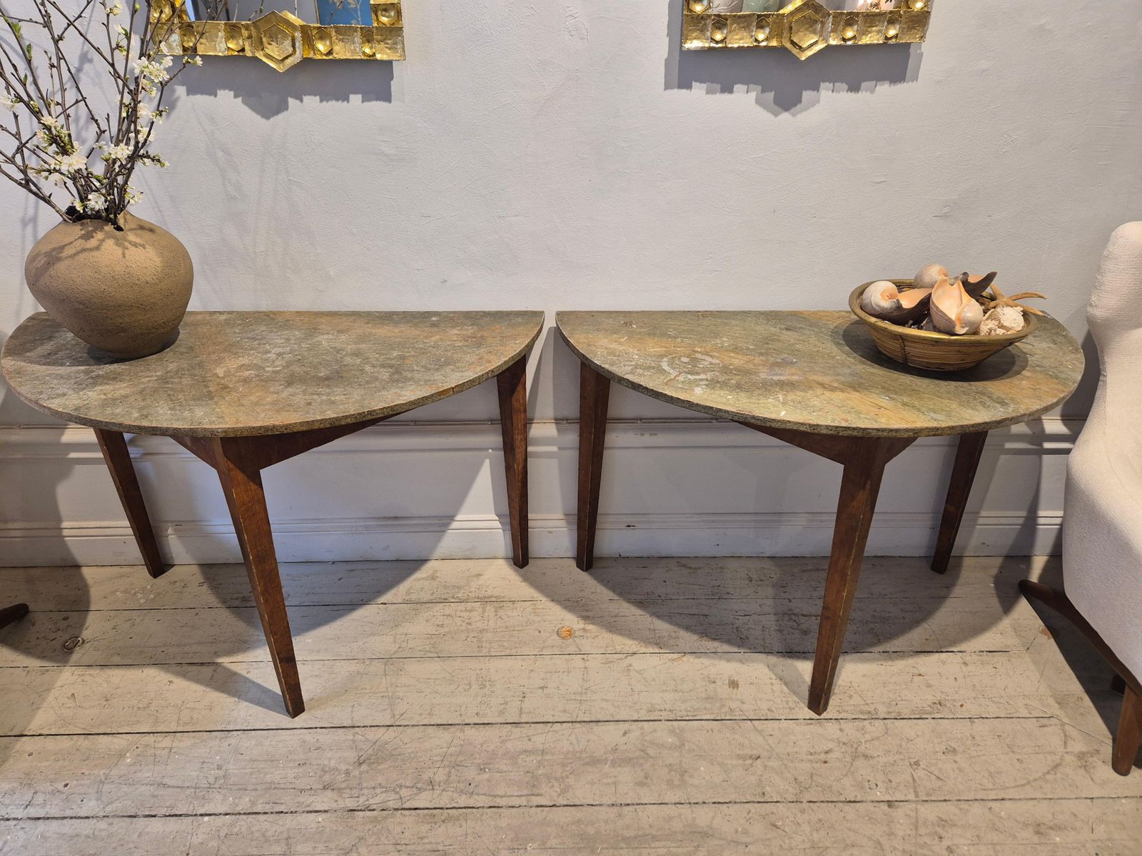 Half Moon Tables, Marbled Table Tops, Allmoge /Swedish Provincial Style, 1860s. photo vinterior