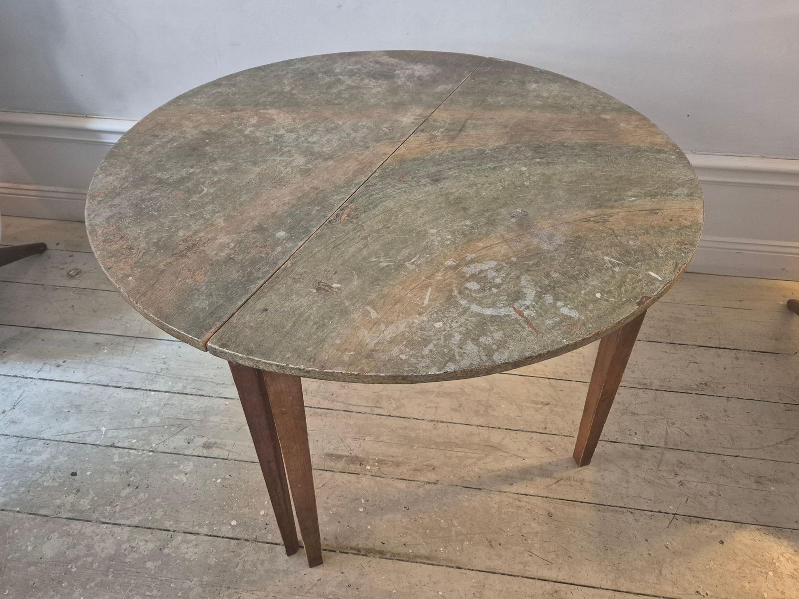 photo vintage Half Moon Tables, Marbled Table Tops, Allmoge /Swedish Provincial Style, 1860s.