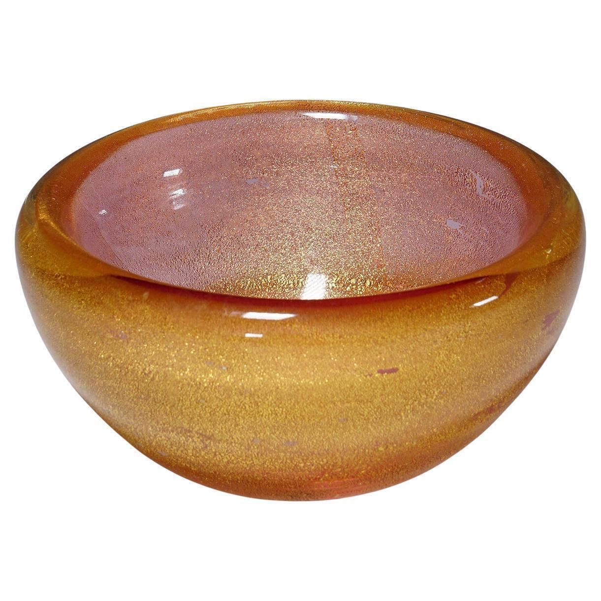 Seguso Sommerso Bowl With Gold Powder Murano Ca. 1950s