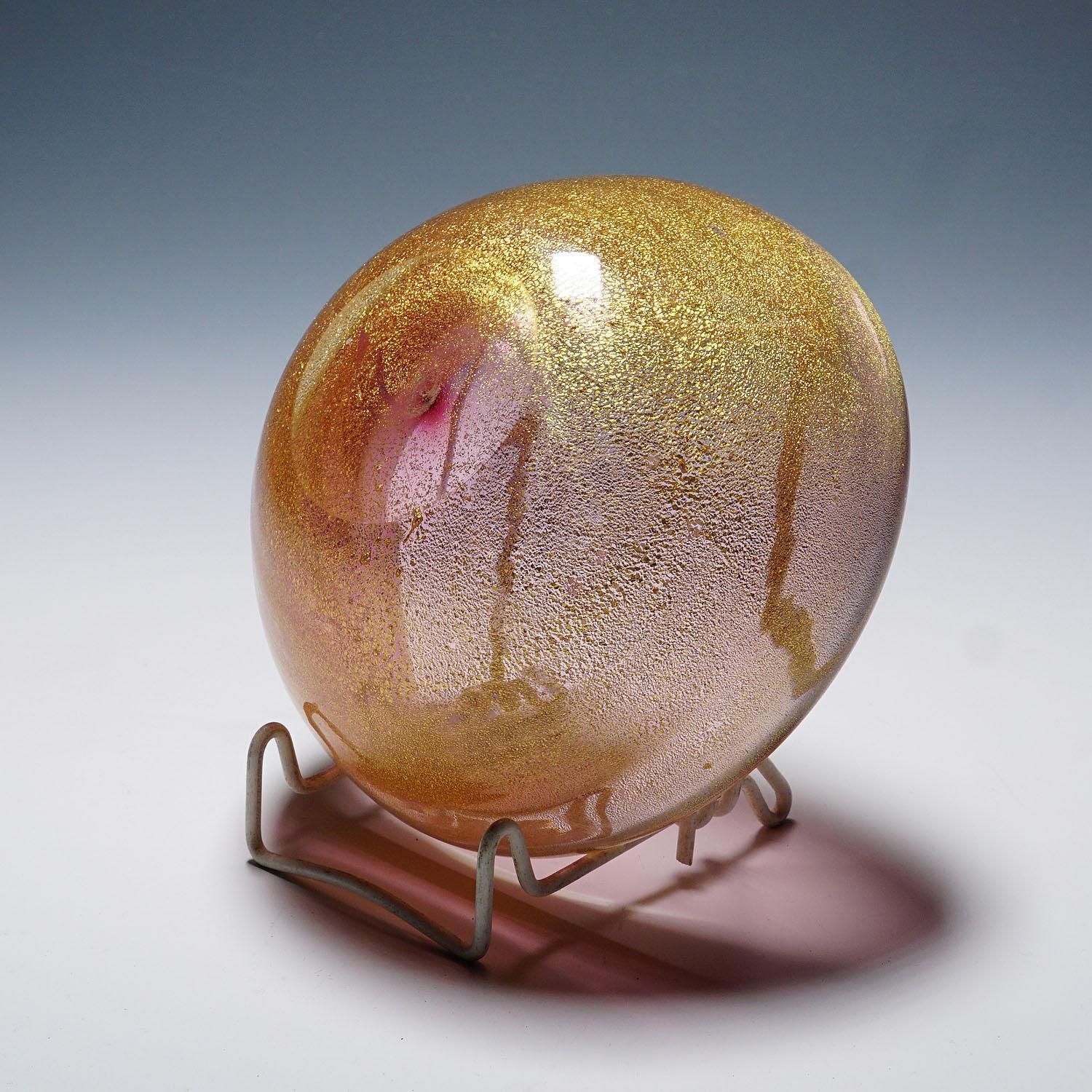 Seguso Sommerso Bowl With Gold Powder Murano Ca. 1950s photo vinterior