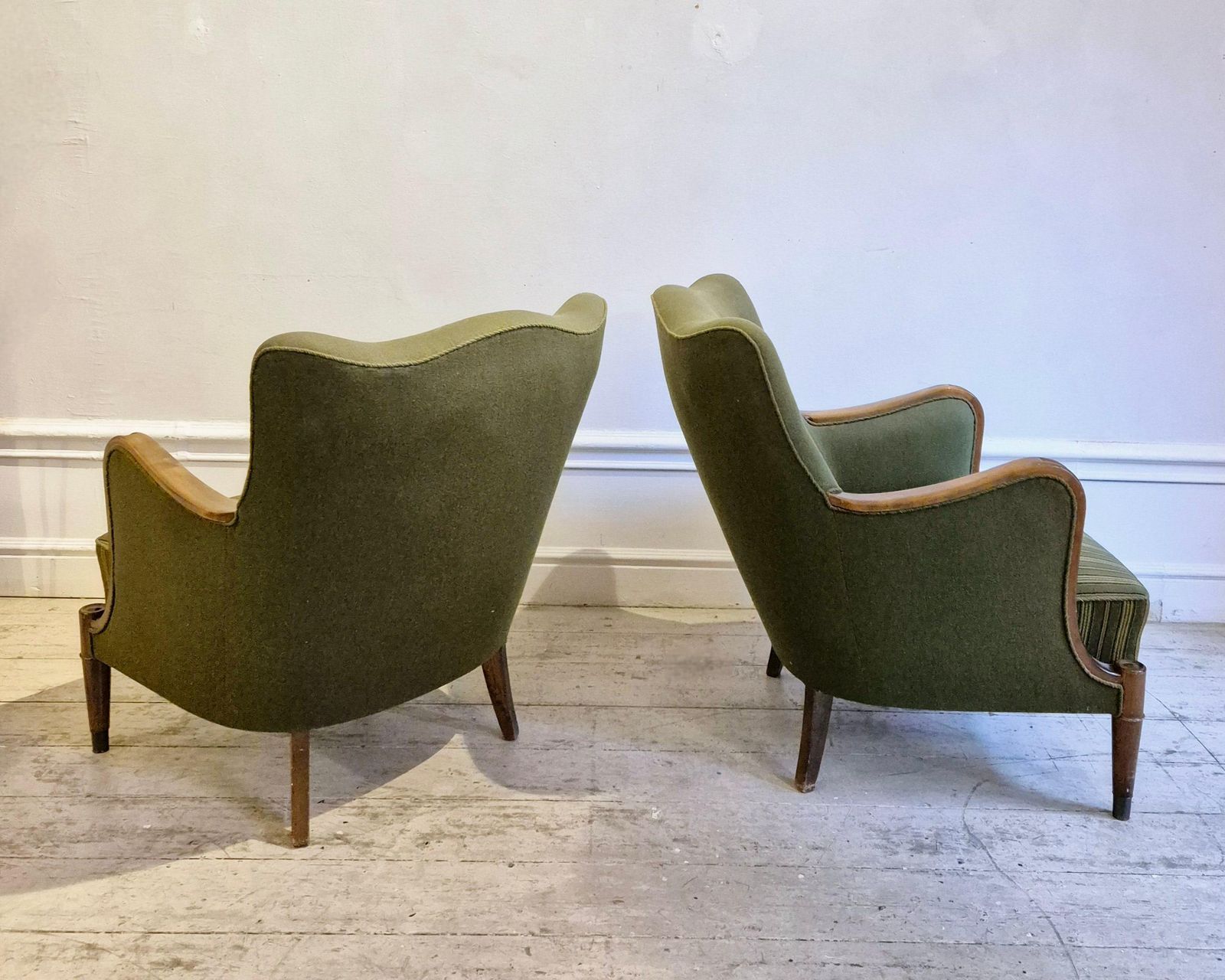 Danish Modern Armchairs By Alfred Christensen. Beautiful Shape, Brass Feet. photo furniture