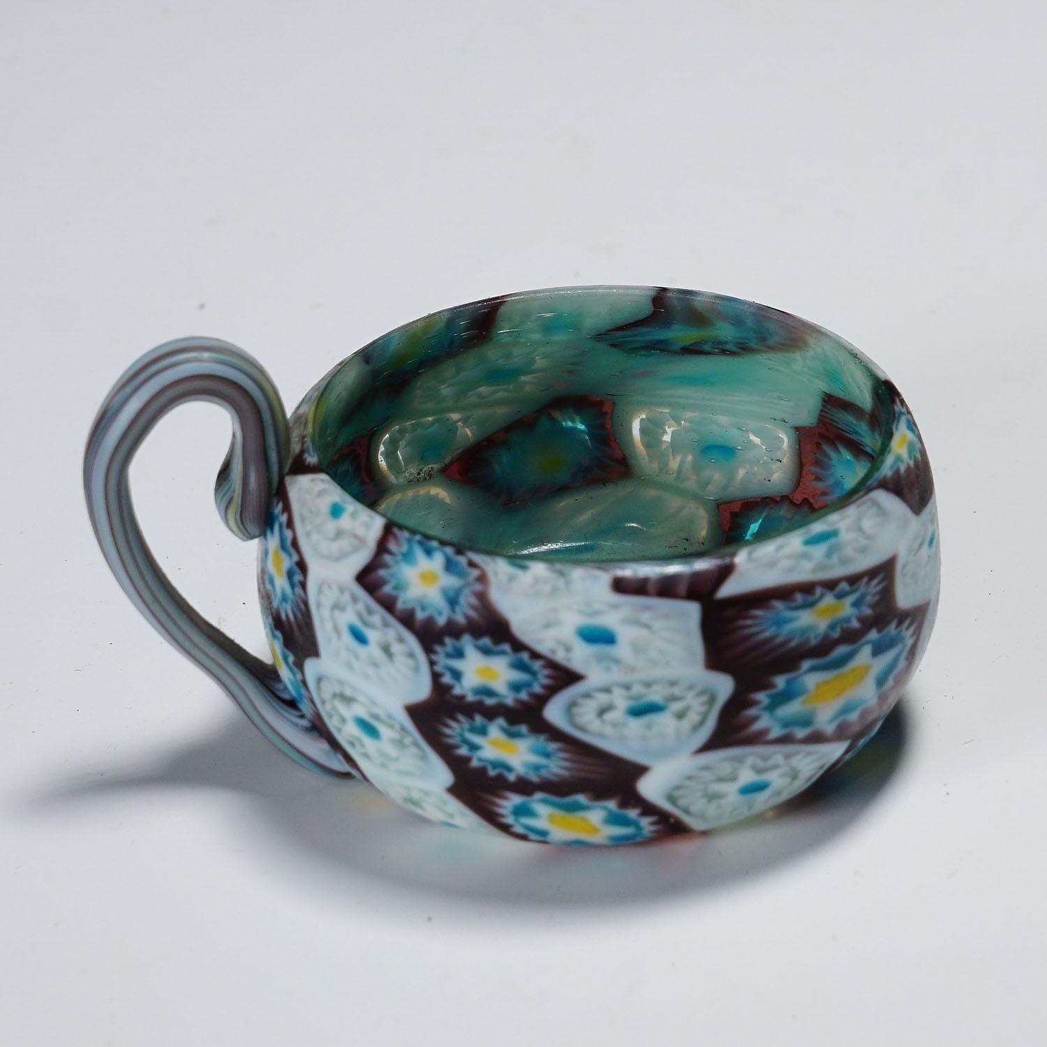Antique Millefiori Bowl With Handle, Fratelli Toso Murano Ca. 1900s photo Home Decor