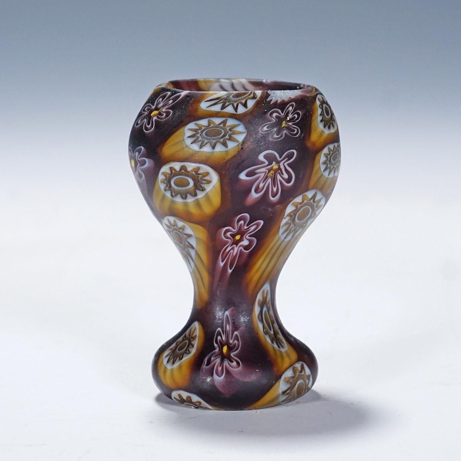 Antique Millefiori Vase By Fratelli Toso Murano Early 20th Century photo for sale