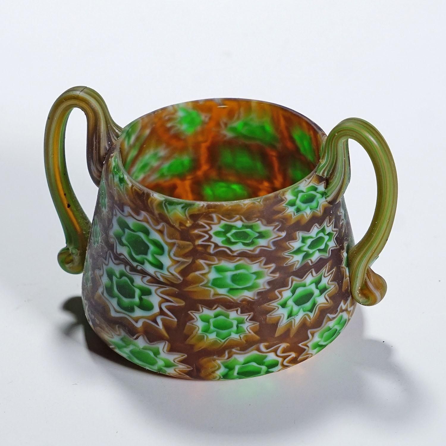 Antique Millefiori Bowl With Handles, Fratelli Toso Murano Ca. 1900s photo Home Decor