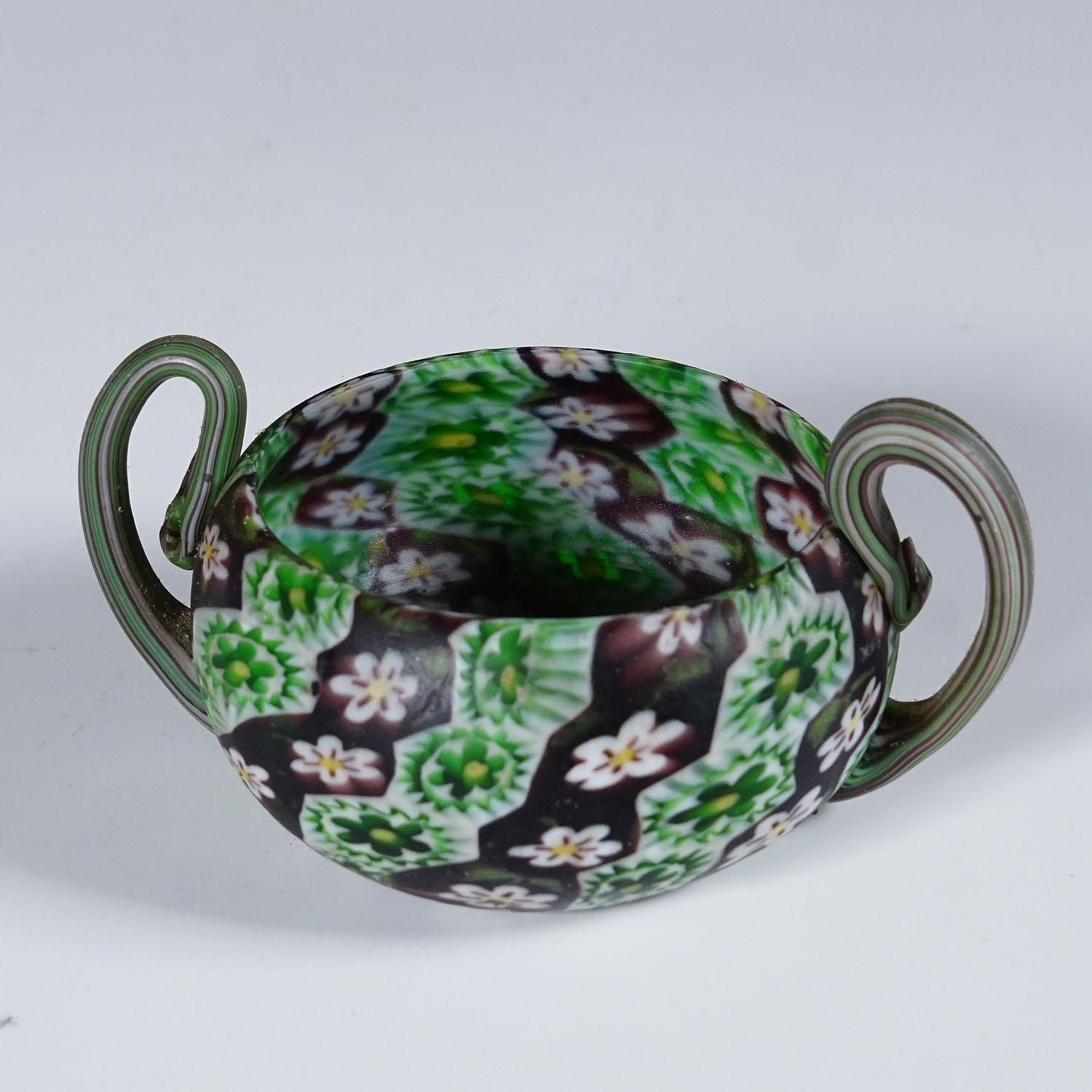 Antique Millefiori Bowl With Handles, Fratelli Toso Murano Ca. 1900s photo 318.0