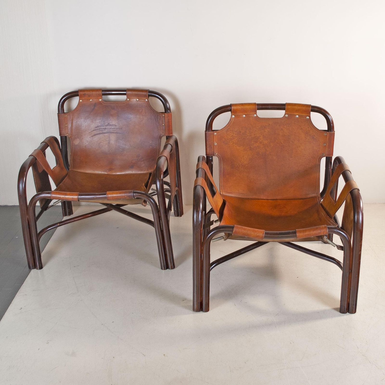 Tito Agnoli Set Of Two Bamboo Cane Armchairs 1960s photo for sale