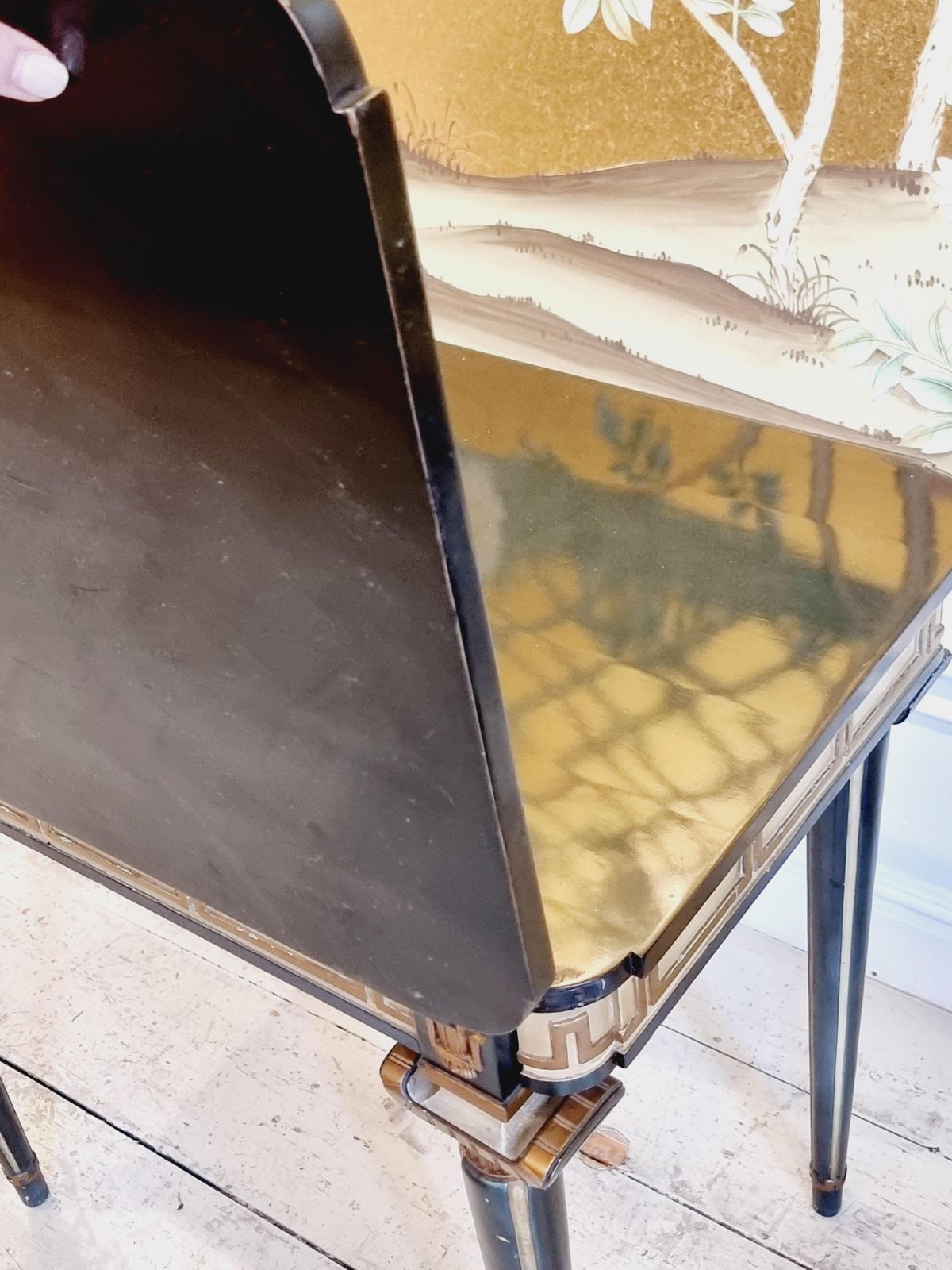 Swedish Grace, Game Table With Decor Of Meander In Relief, 1920/30s. photo vintage