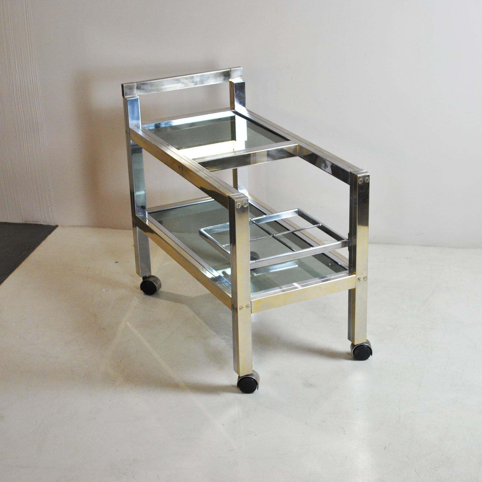 Italian Trolley Bar In Brass And Steel 70's Style Romeo Rega photo Furniture
