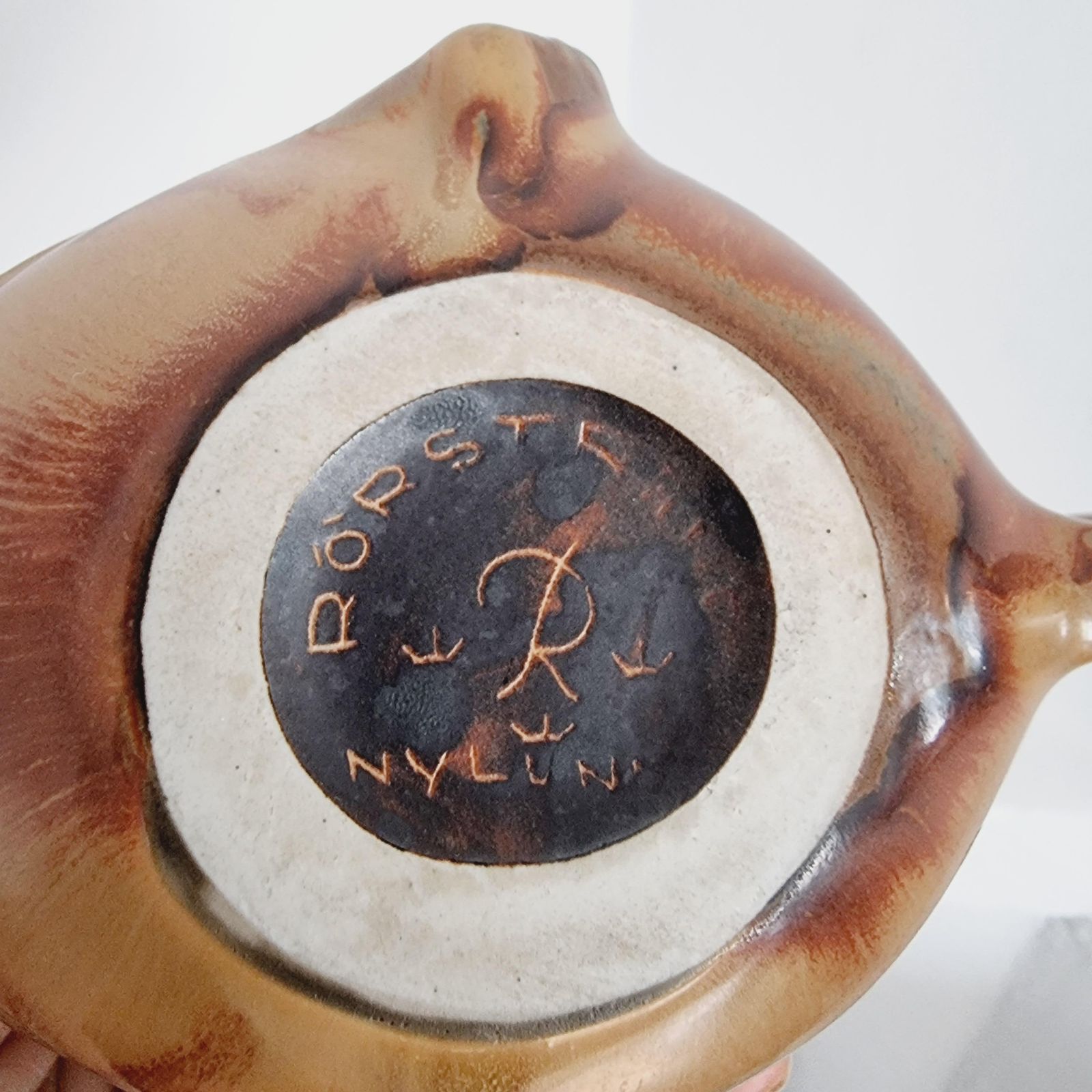 Gunnar Nylund, Ceramic Sculpture/Vase/Bowl, Shape Of Fish, Scandinavian Modern photo Art