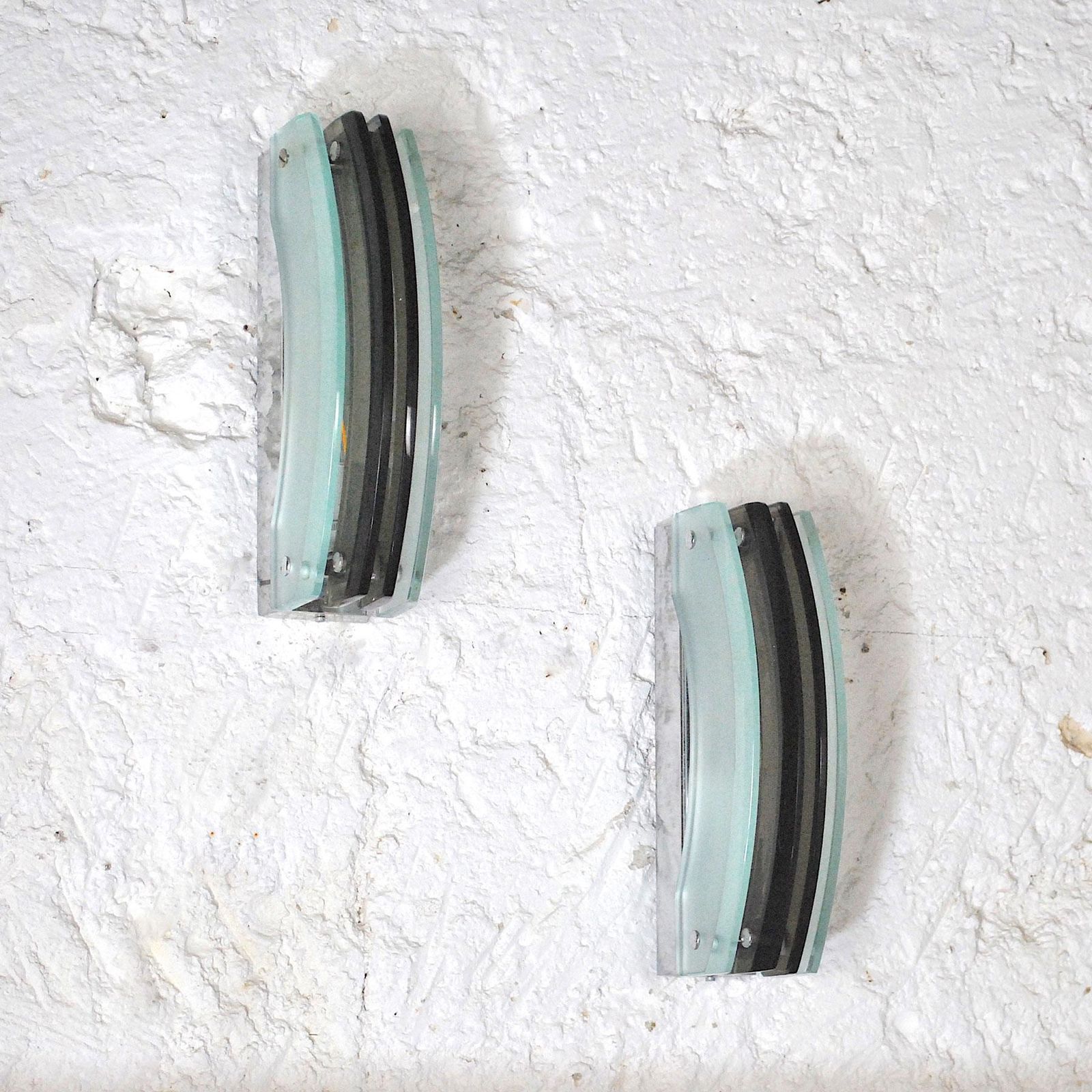 Italian Midcentury Pair Of Sconces In The Style Fontana Arte photo Lighting
