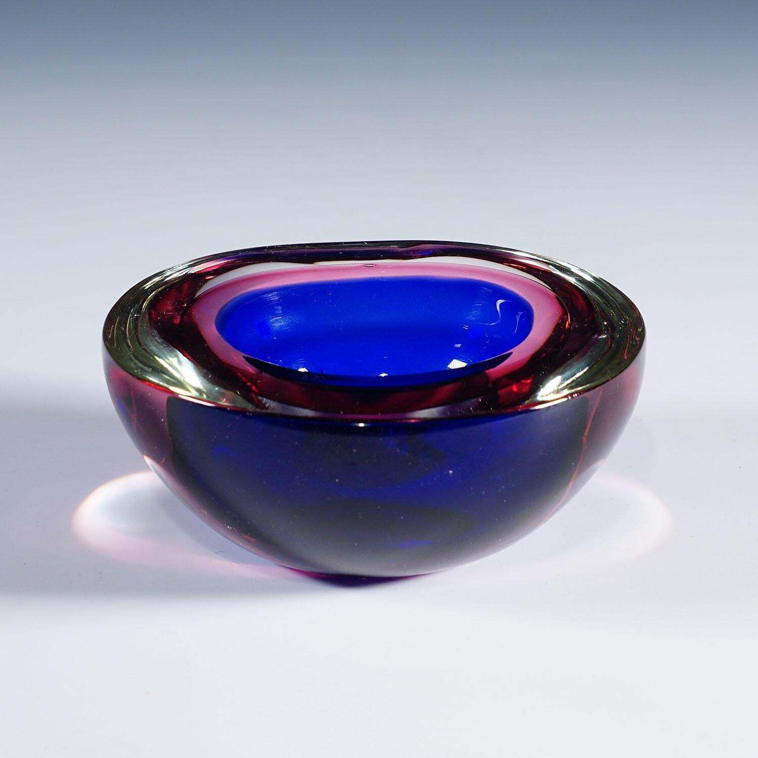 Archimede Seguso Geode Bowl In Pink And Blue, Murano Italy Ca. 1960s photo 290.0