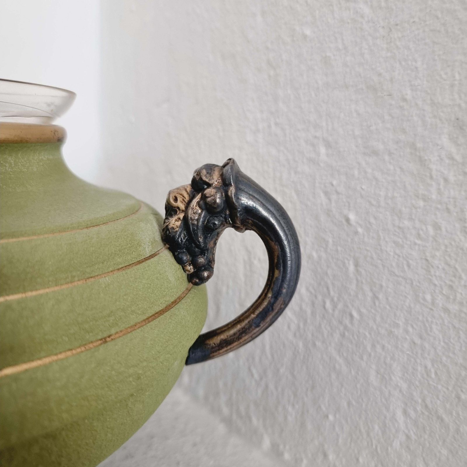 Vase In Metal, Wood And Engraved Glass. Swedish Grace, 1930s photo buy