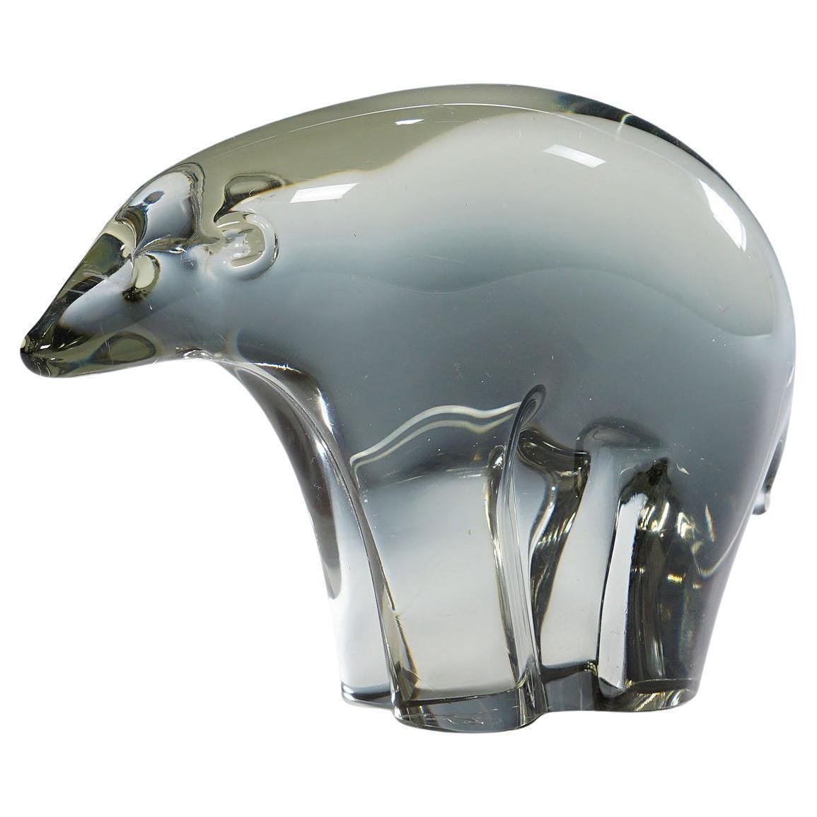 Glass Sculpture Of An Ice Bear Designed By Livio Seguso Ca. 1970s