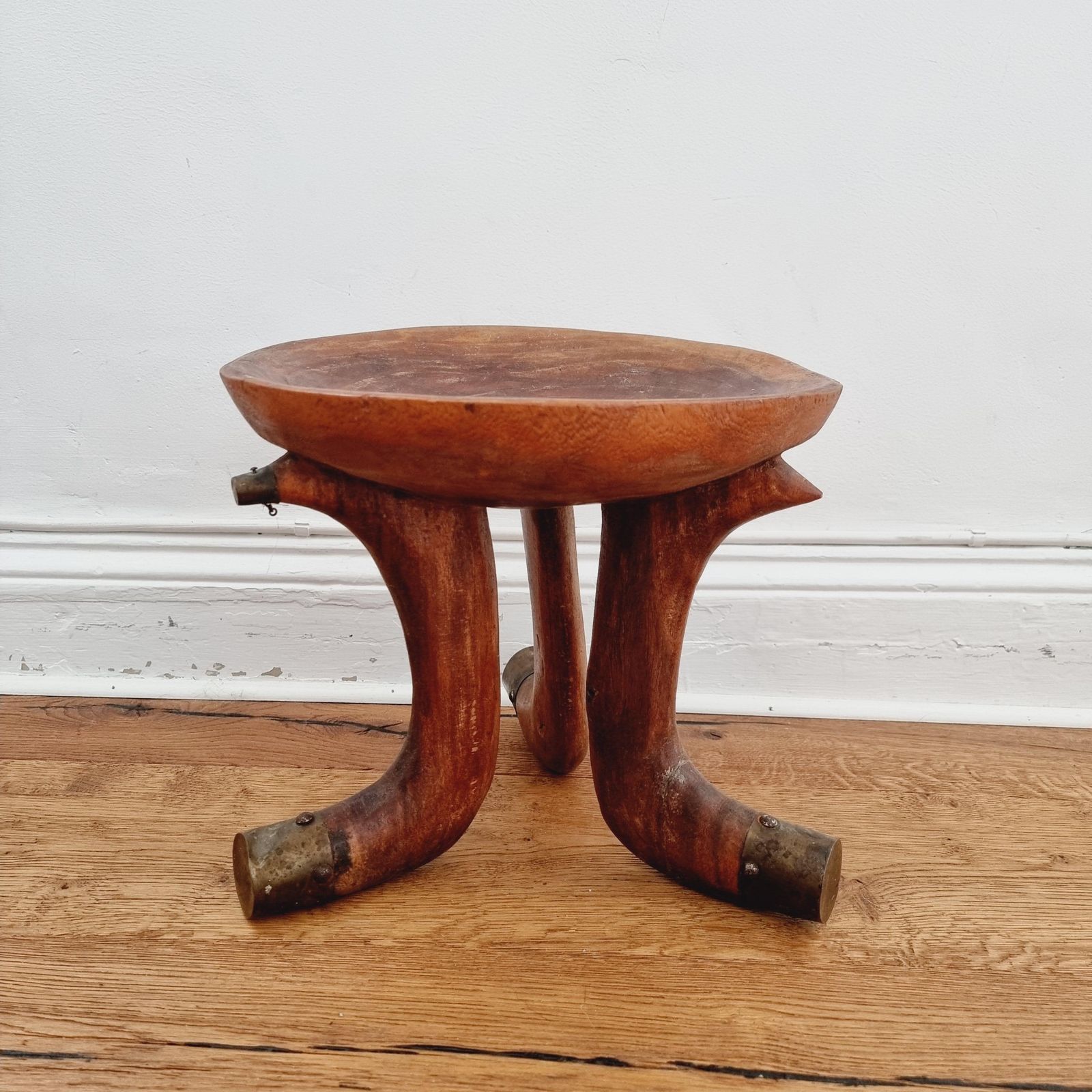 Tribal Stool With Brass Details, Southern Ethiopia, Early 20th Century photo furniture