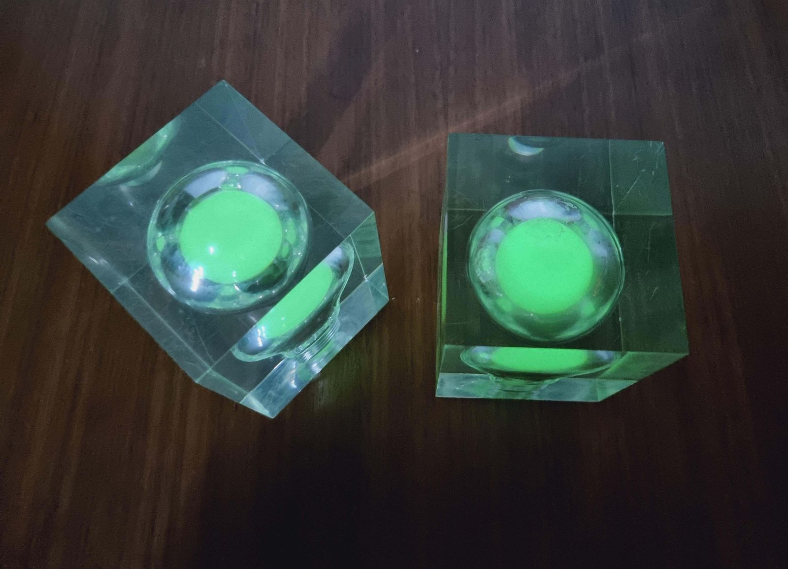 photo for sale Pierre Giraudon, A Pair Of Lucite Sculptures "Neon", France, Midcentury