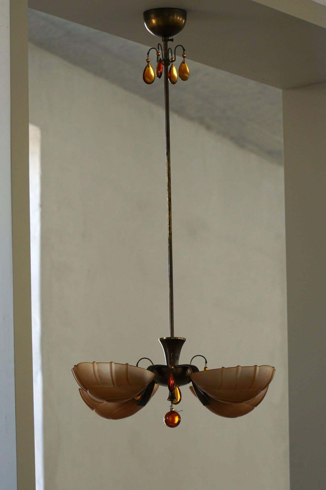 Art Deco Chandelier By Paavo Tynell For Taito Oy, Finland, 1930's photo Lighting