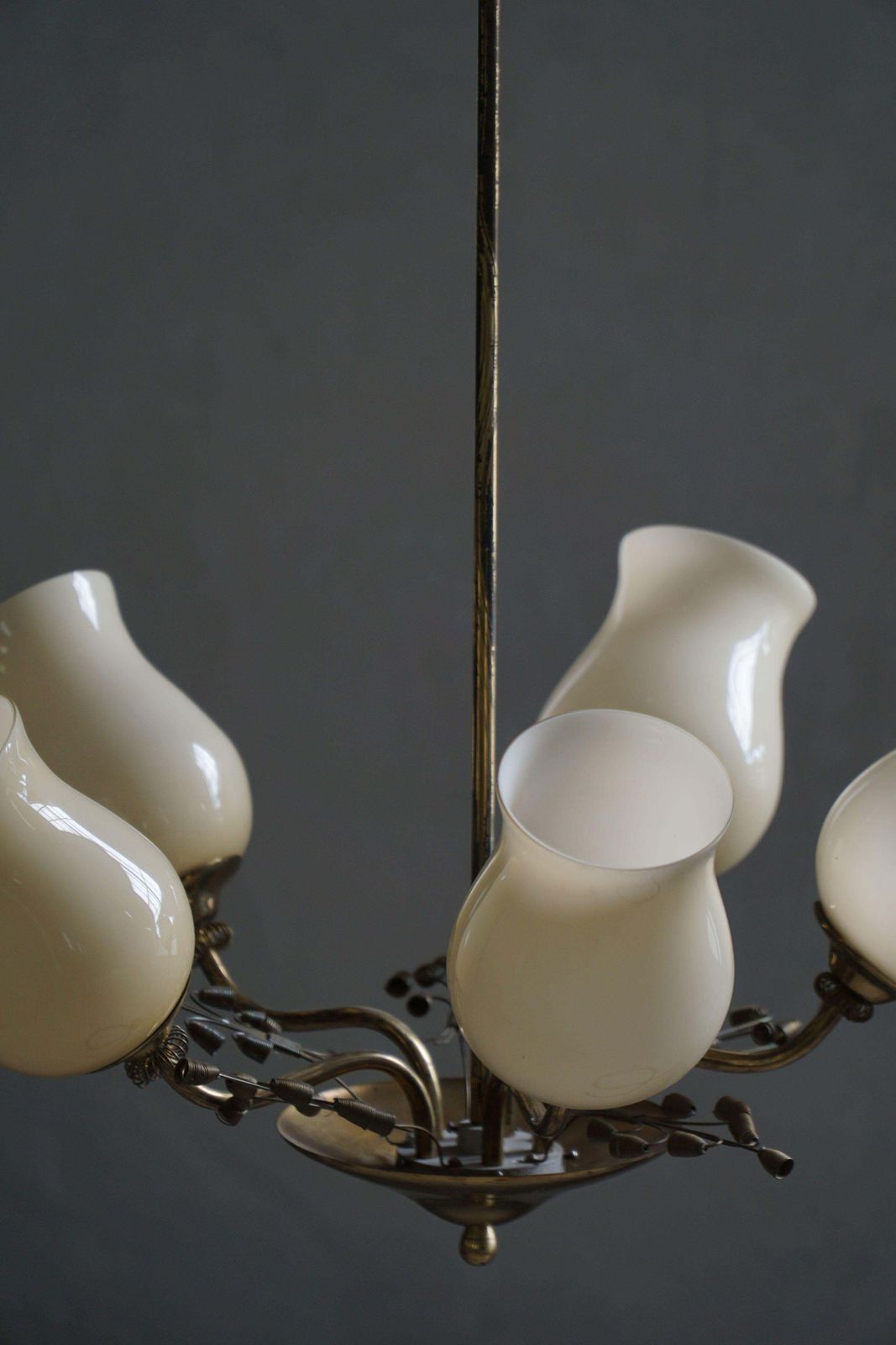 Chandelier In Brass & Glass, Lisa Johansson Pape For Stockmann, Finland, 1940s photo for sale