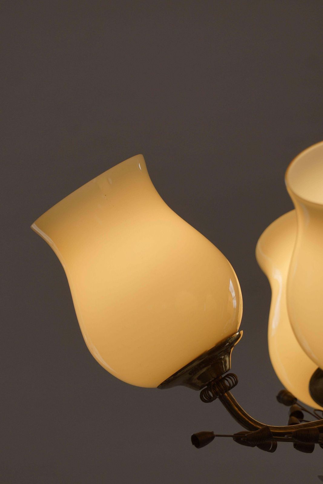 5764.0 Chandelier In Brass & Glass, Lisa Johansson Pape For Stockmann, Finland, 1940s photo