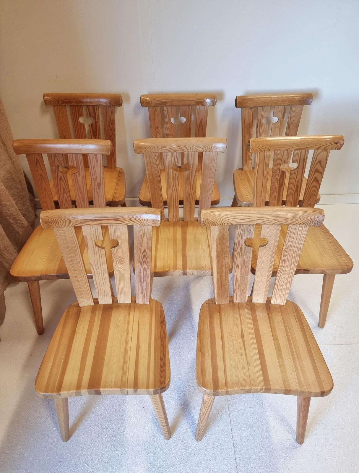 Göran Malmvall, Set '8' With Pine Chairs, Sportstugemöbler / Scandinavian Modern photo vintage