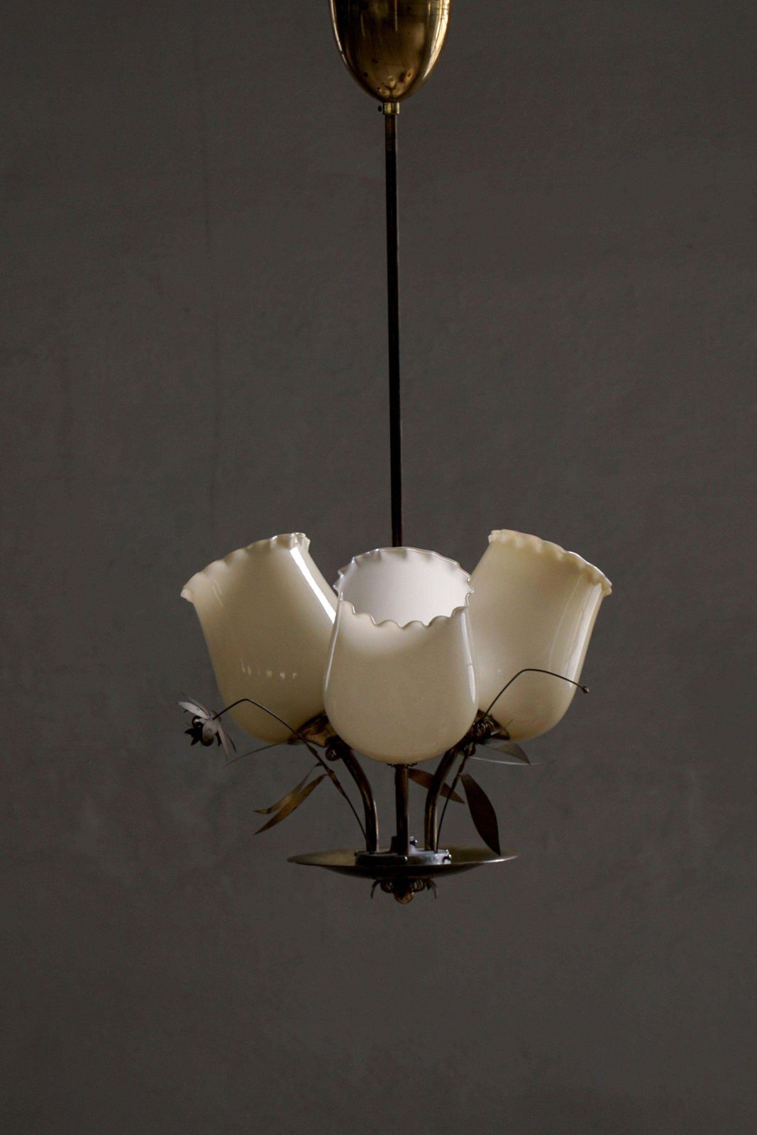 Mid Century Glass & Brass Chandelier, Model 501 3 By Stockmann, Finland, 1940s photo furniture