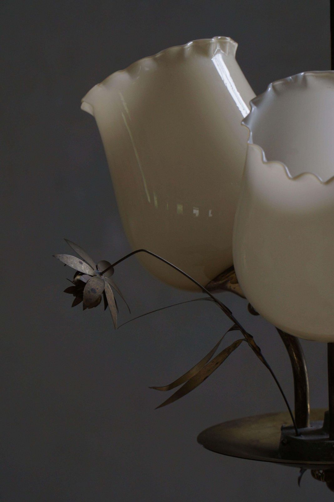 Mid Century Glass & Brass Chandelier, Model 501 3 By Stockmann, Finland, 1940s photo vinterior
