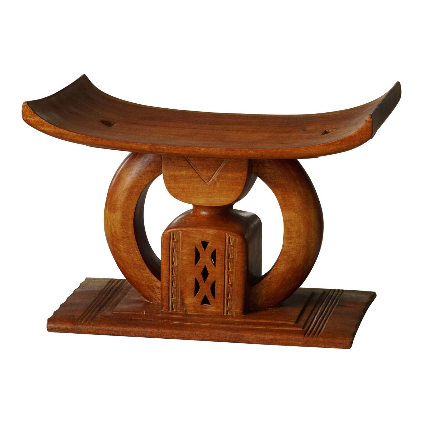West African Ashanti Stool In Carved Hardwood, 20th Century