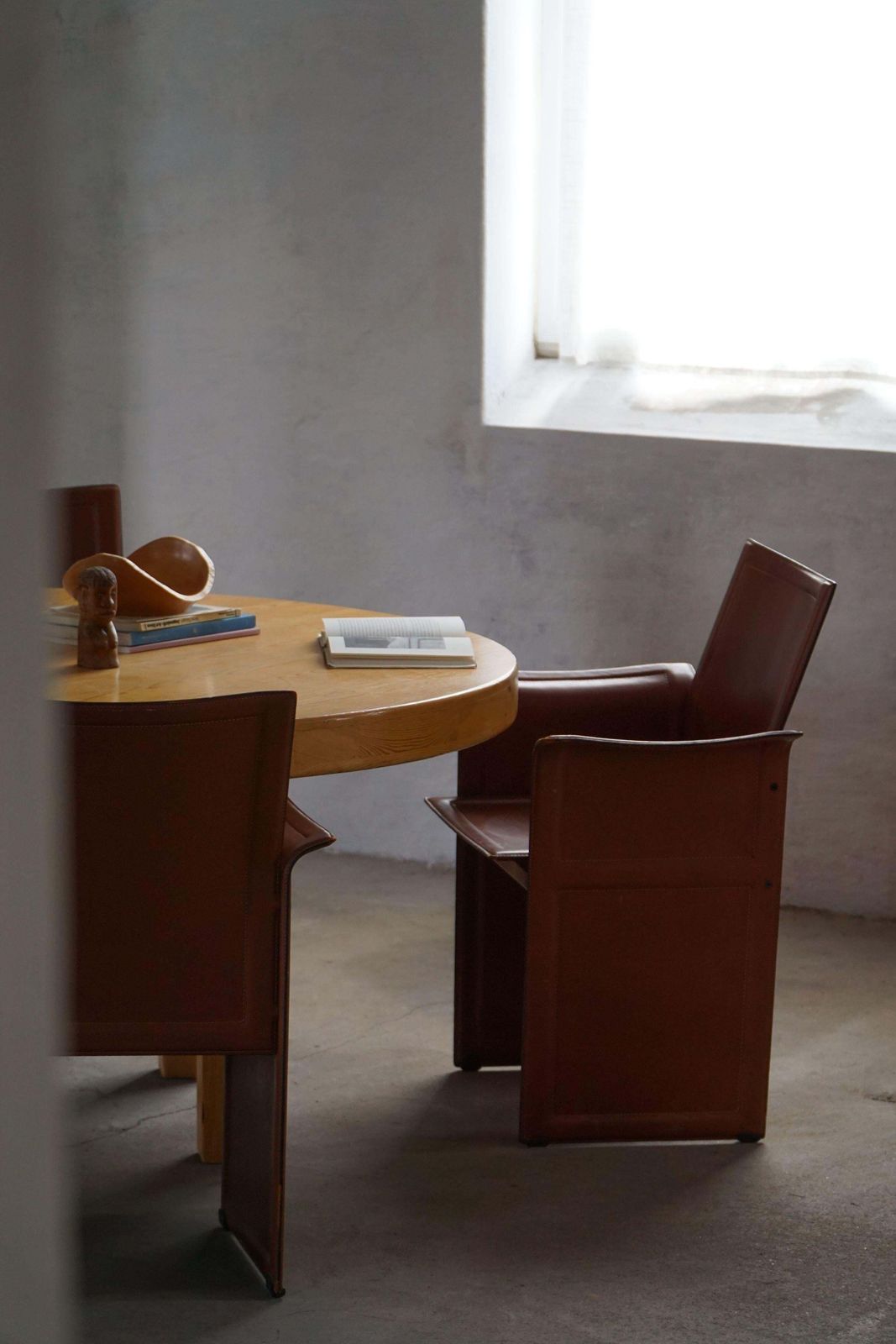 Set Of 4 Armchairs In Brown/Red Leather, Tito Agnoli, Italian Modern, 1970s photo 3318.0