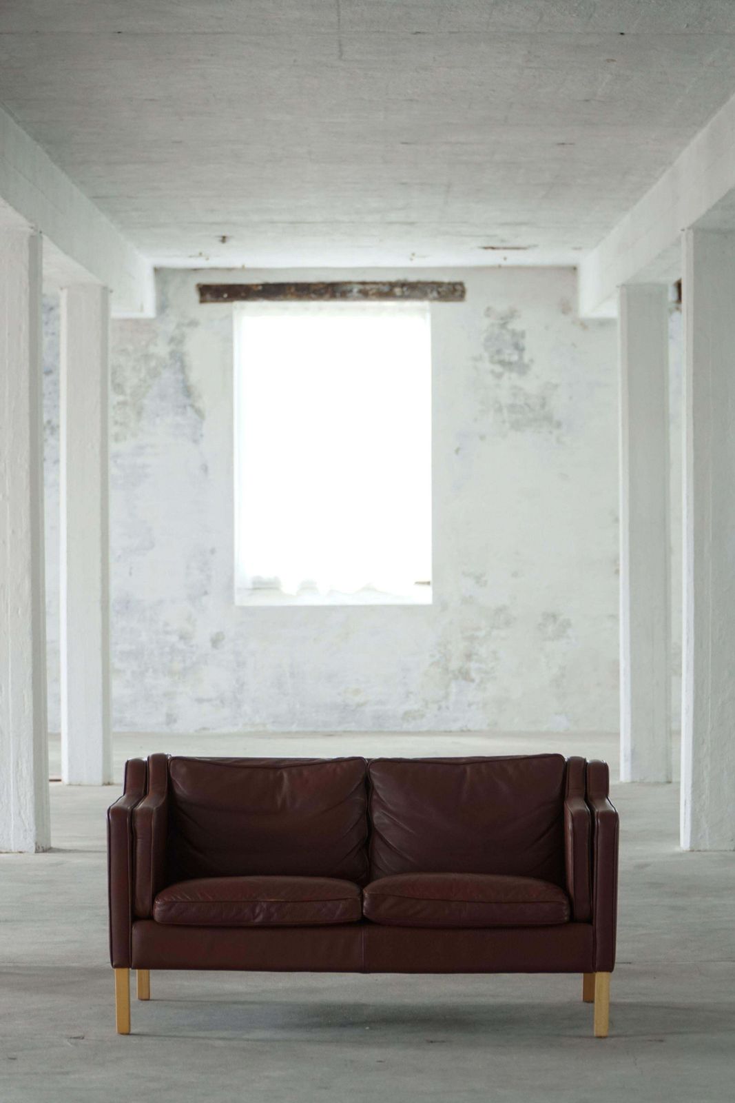 photo furniture Stouby Møbelfabrik, Mid Century 2 Seater Sofa In Brown Leather, 1970s