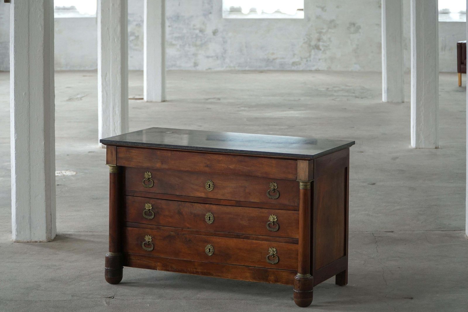 French Empire Commode / Chest Of Drawers, Walnut & Bronze Mounts, 19th Century photo buy