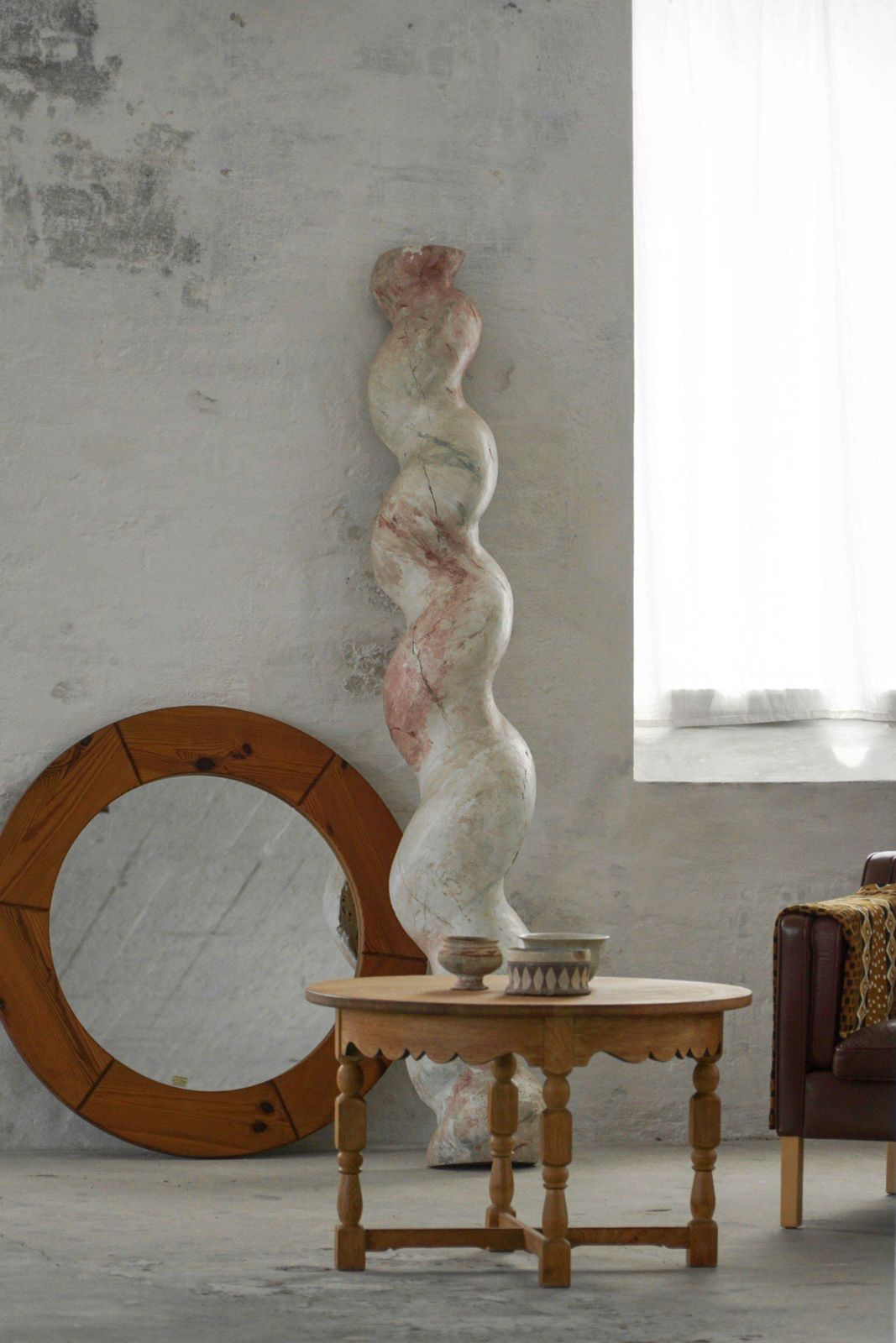 Large Antique 18th Century Italian Sculptural Wooden Barley Twisted Pedestal photo vintage