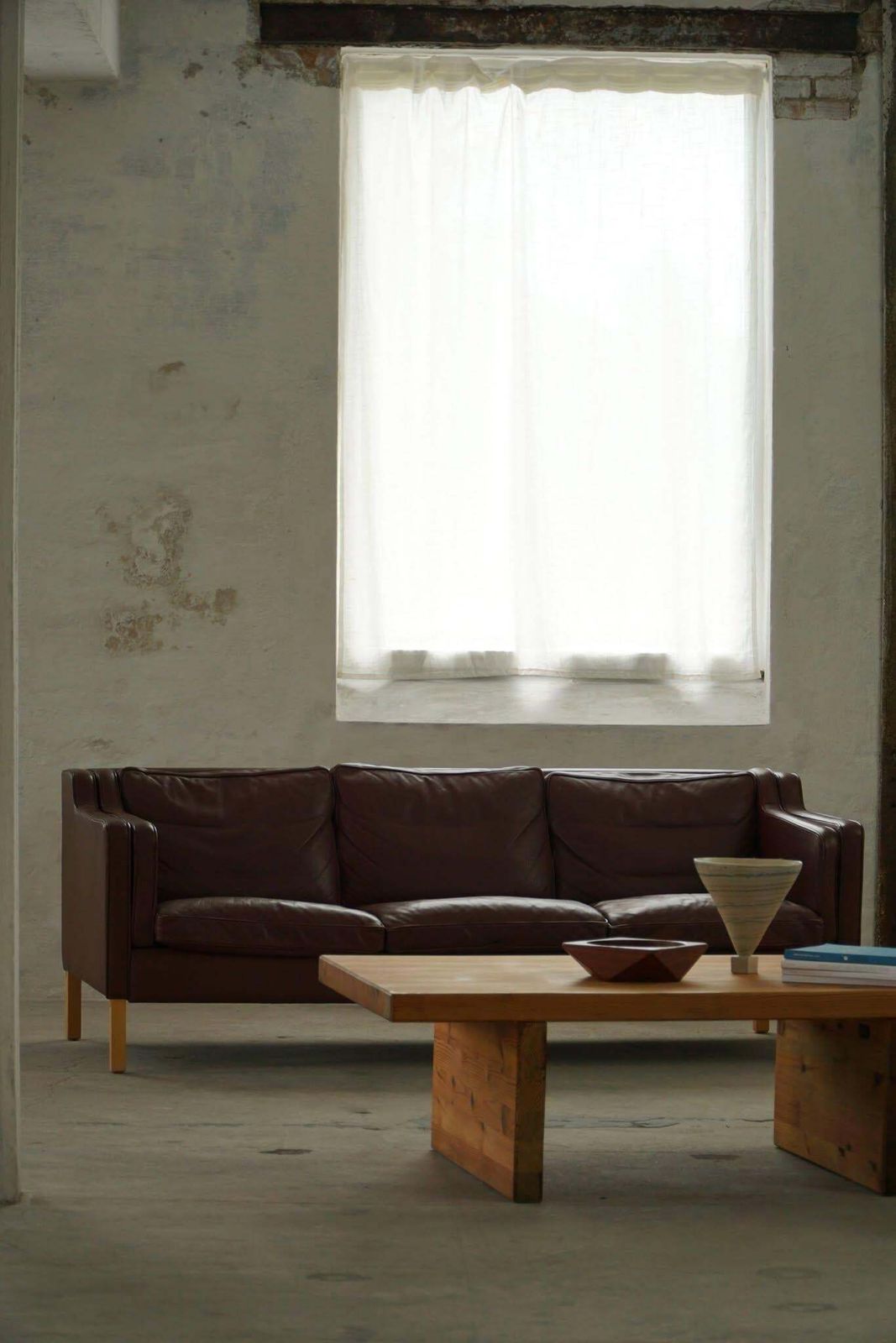 Stouby Møbelfabrik, Mid Century 3 Seater Sofa In Brown Leather, Made In 1970s photo for sale