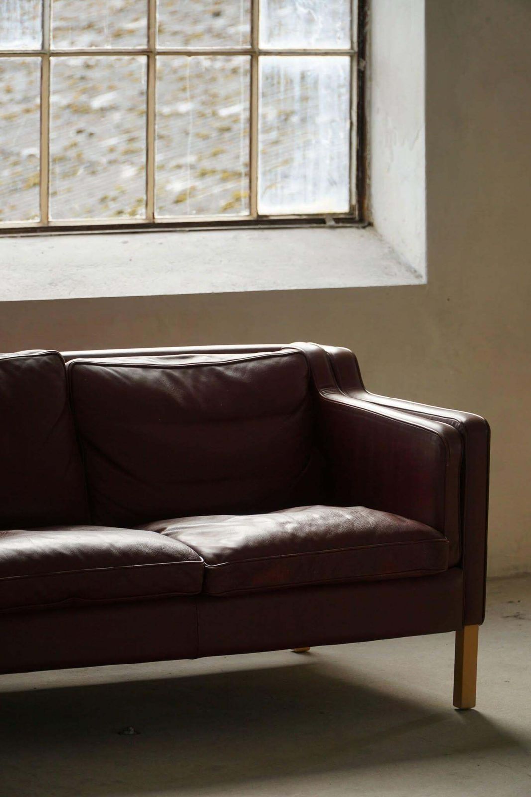 Stouby Møbelfabrik, Mid Century 3 Seater Sofa In Brown Leather, Made In 1970s photo vintage