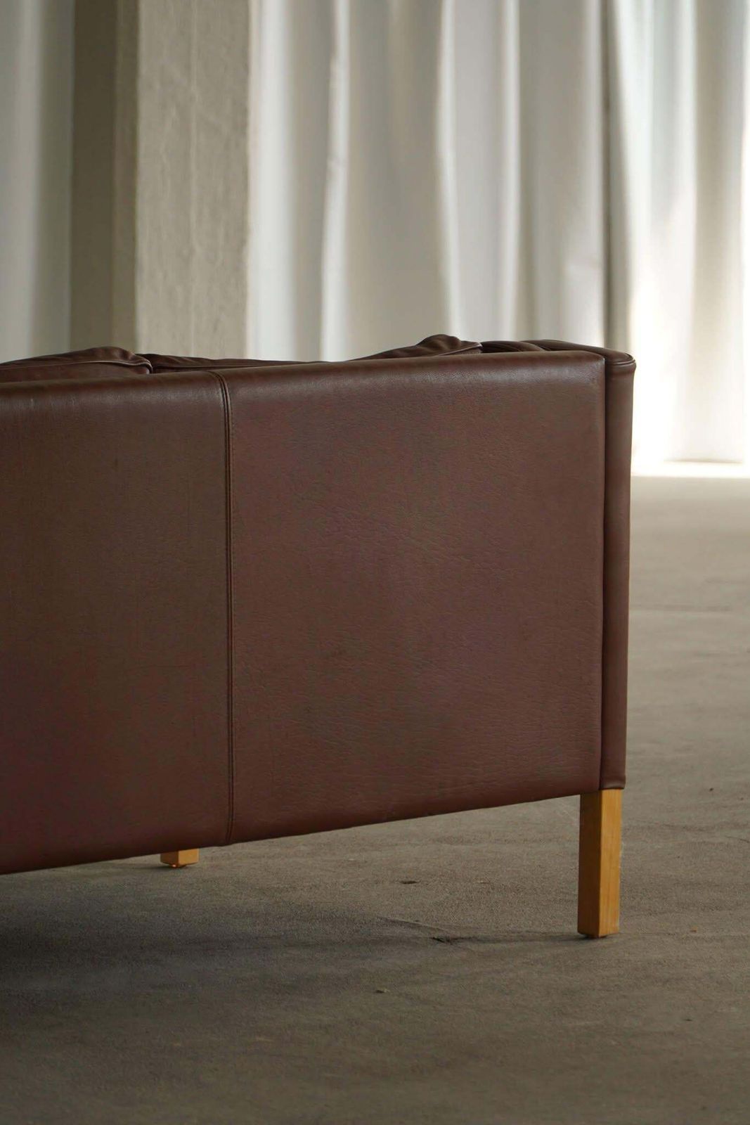 2365.0 Stouby Møbelfabrik, Mid Century 3 Seater Sofa In Brown Leather, Made In 1970s photo