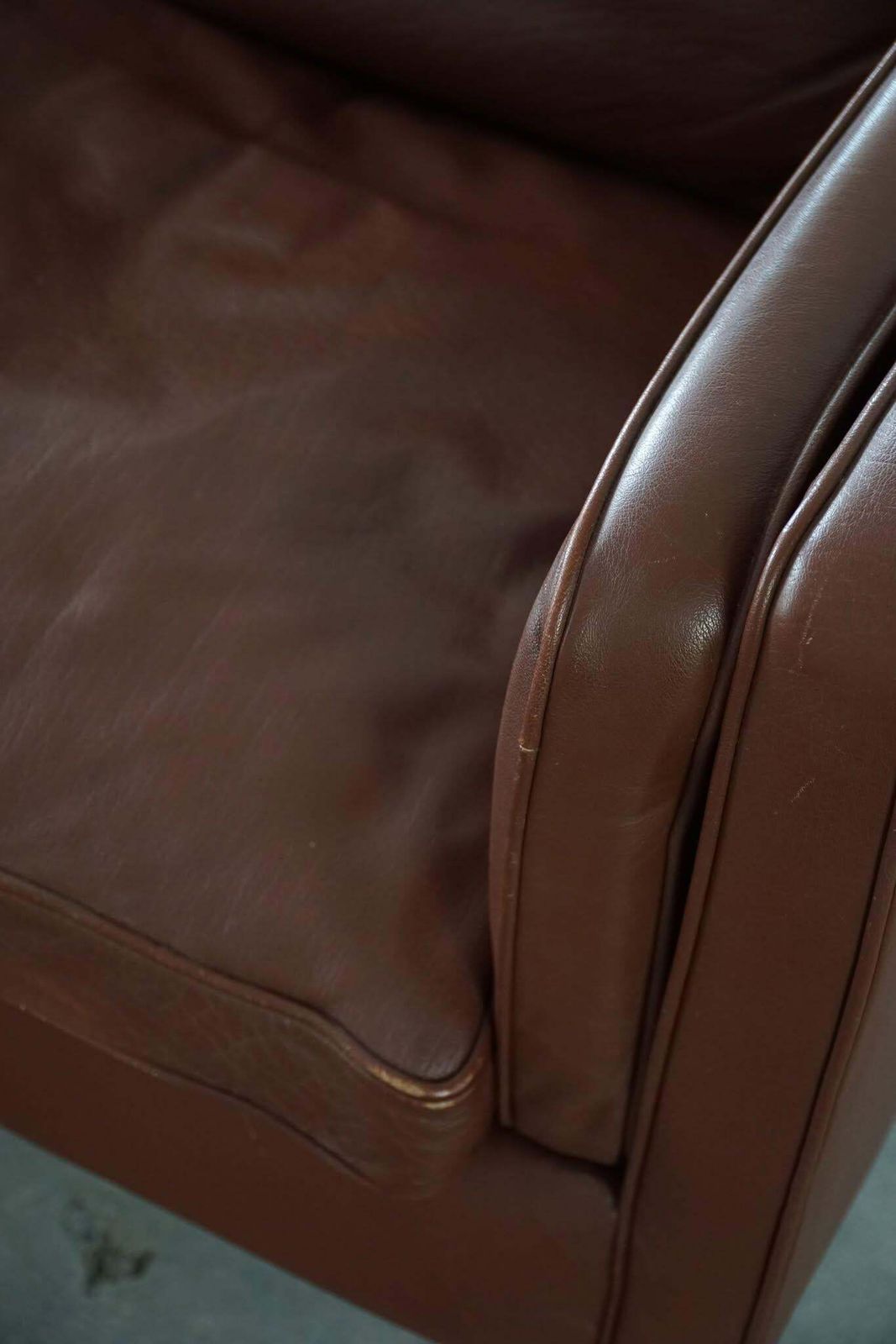 photo buy Stouby Møbelfabrik, Mid Century 3 Seater Sofa In Brown Leather, Made In 1970s