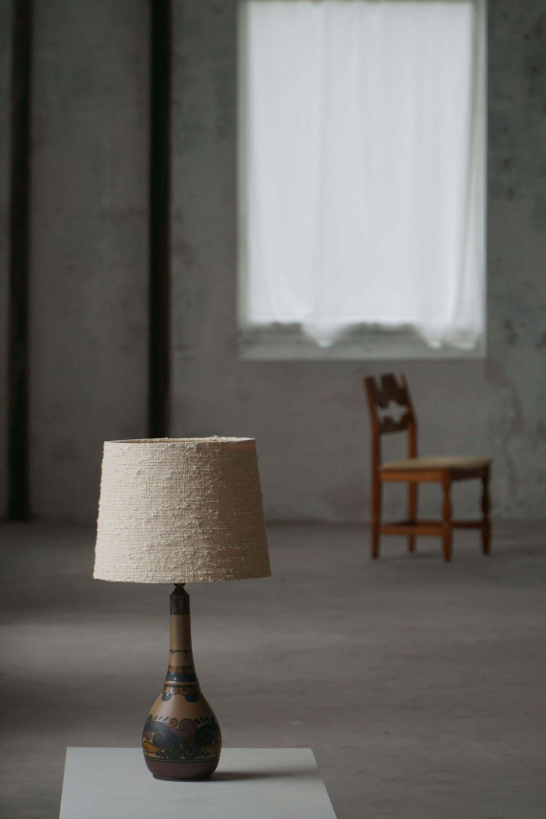 Colorful Art Nouveau Table Lamp In Terracotta By L. Hjorth, Bornholm, 1930s photo vintage