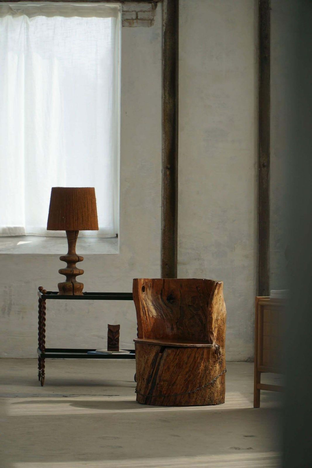 Hand Carved Stump Chair In Pine With Storage, Swedish Modern, Wabi Sabi, 1900s photo furniture