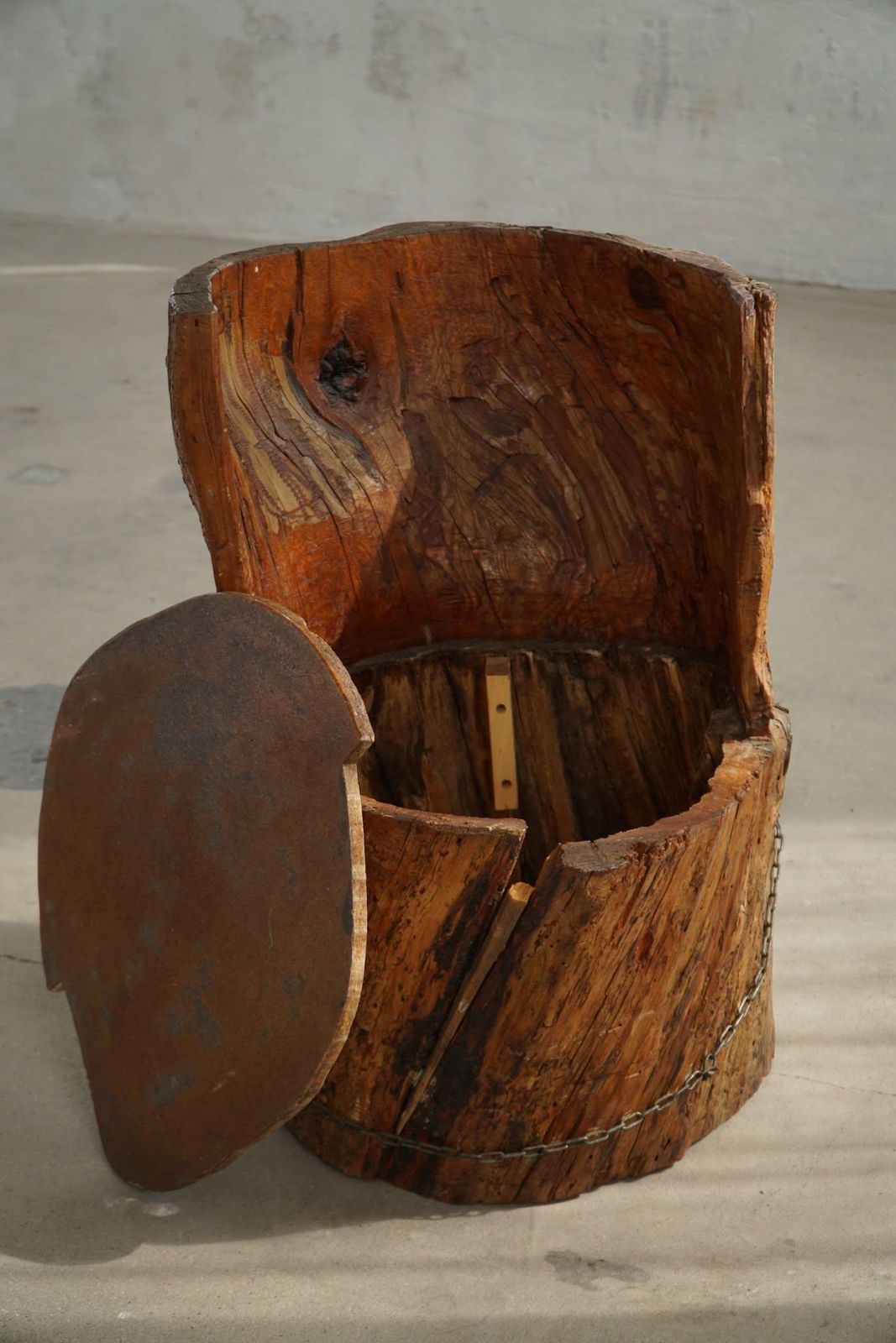 Hand Carved Stump Chair In Pine With Storage, Swedish Modern, Wabi Sabi, 1900s photo 1868.0