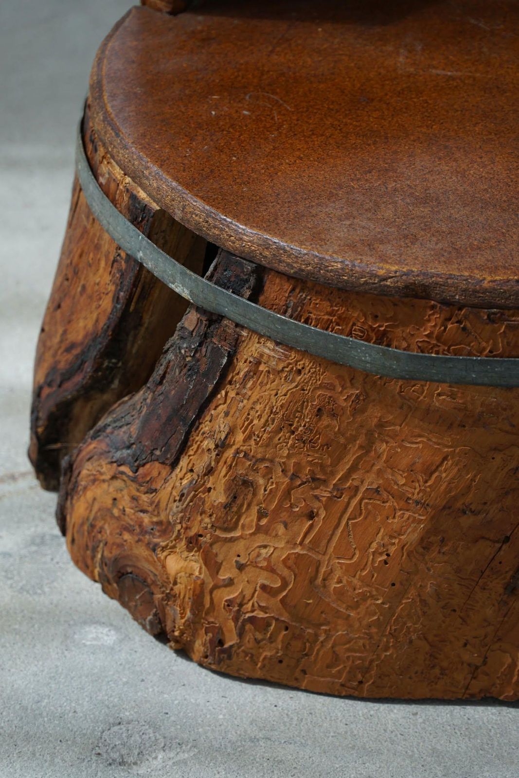 Primitive Stump Chair In Pine, Hand Carved, Swedish Modern, Wabi Sabi, 1900s photo vintage