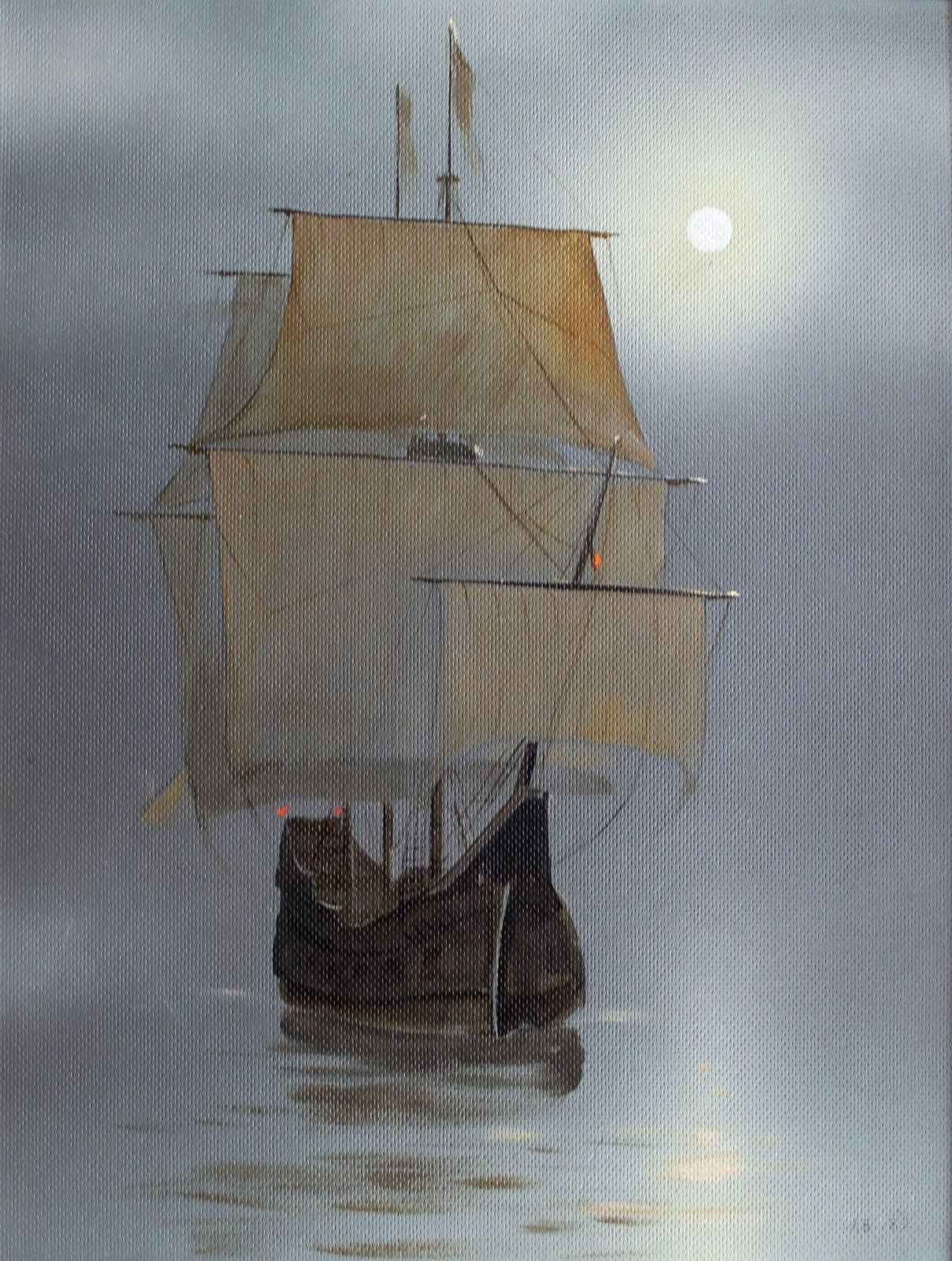 Vasily Hvatovsailboat  Oil/ Canvas, 50x40 Cm, 19891989